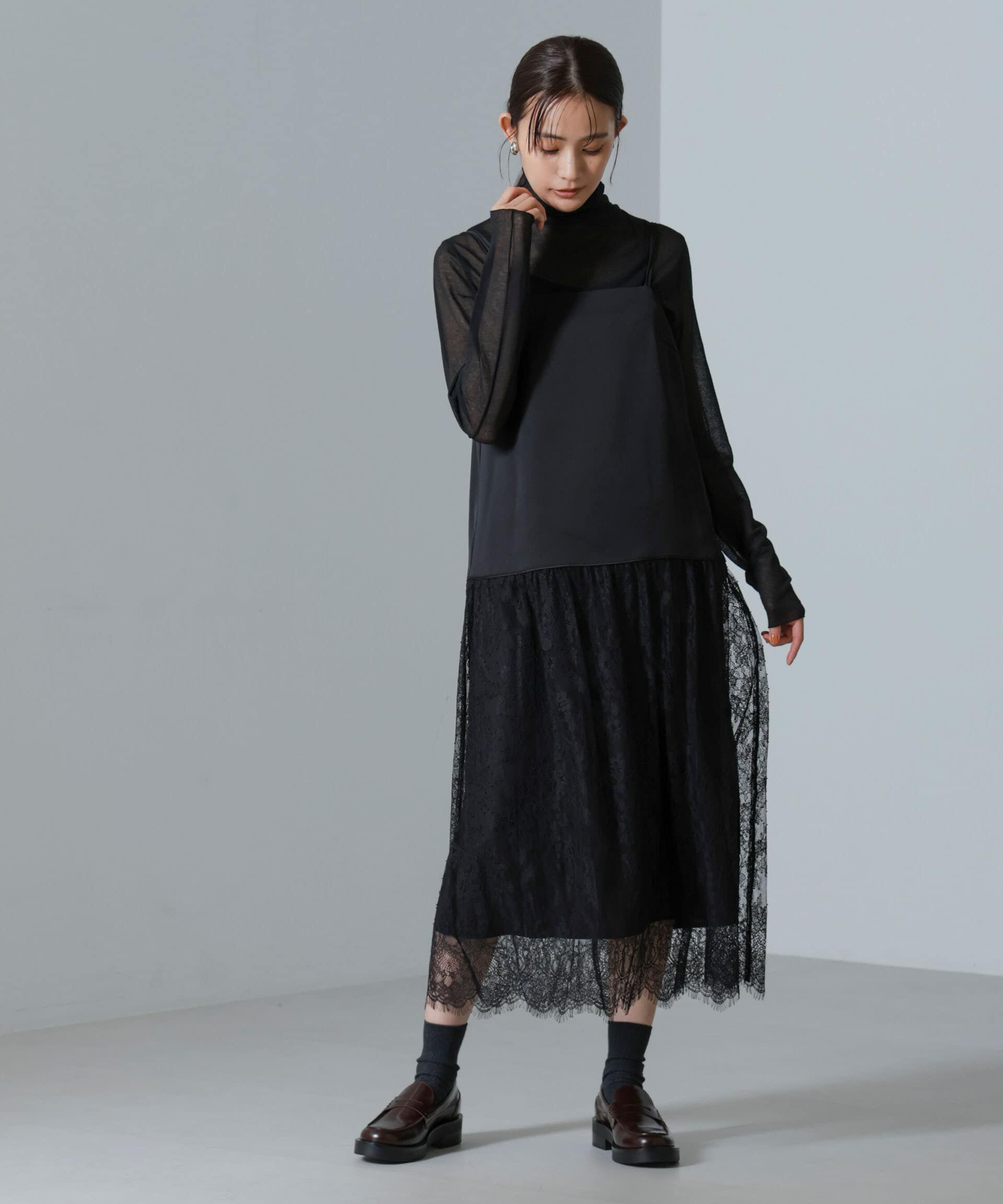 nano･universe「レース切り替えサテンキャミワンピース」|ワンピース|