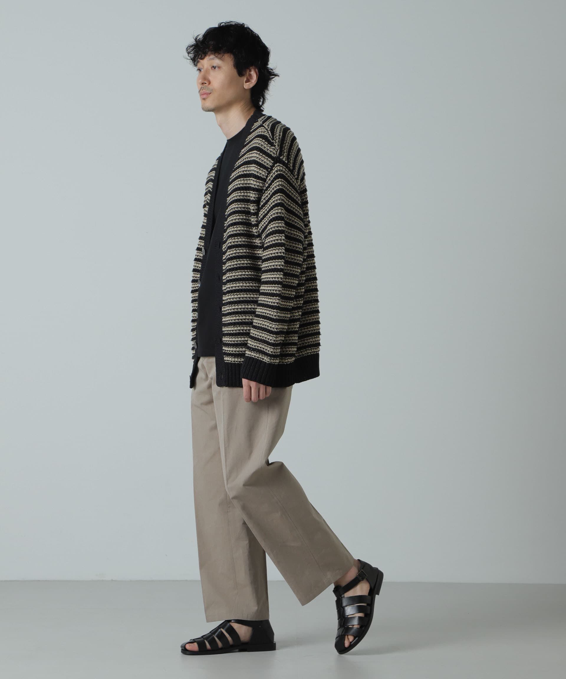 nano･universe「AB.ギマミックス引き上げ編みボーダーカーディガン」|ニット・セーター|