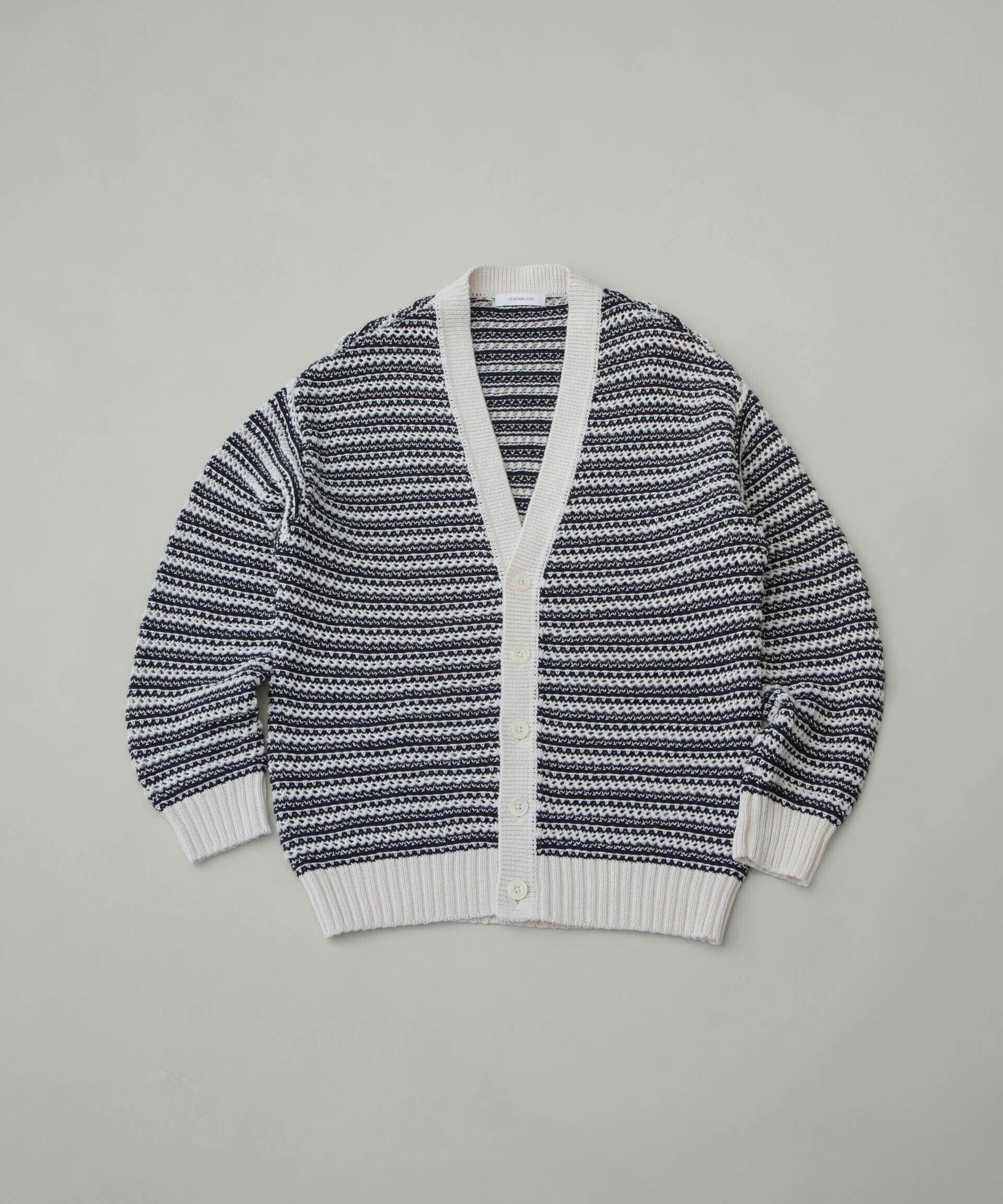 nano･universe「AB.ギマミックス引き上げ編みボーダーカーディガン」|ニット・セーター|