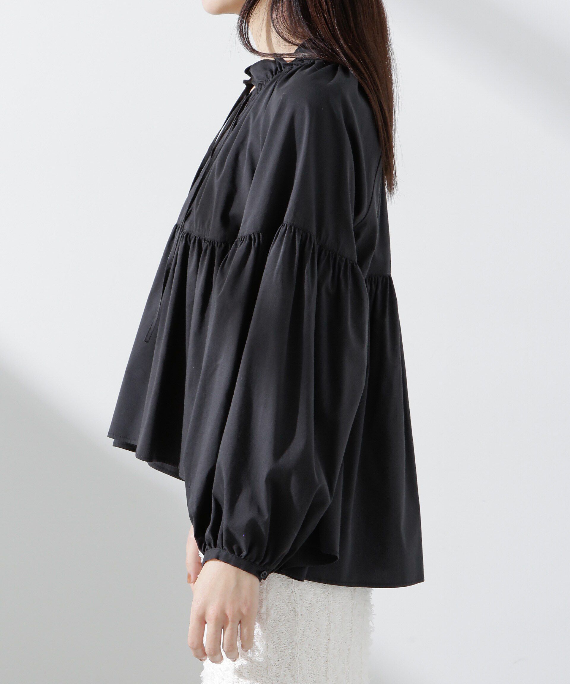 nano･universe「フリルギャザーショートシャツ」|シャツ・ブラウス|