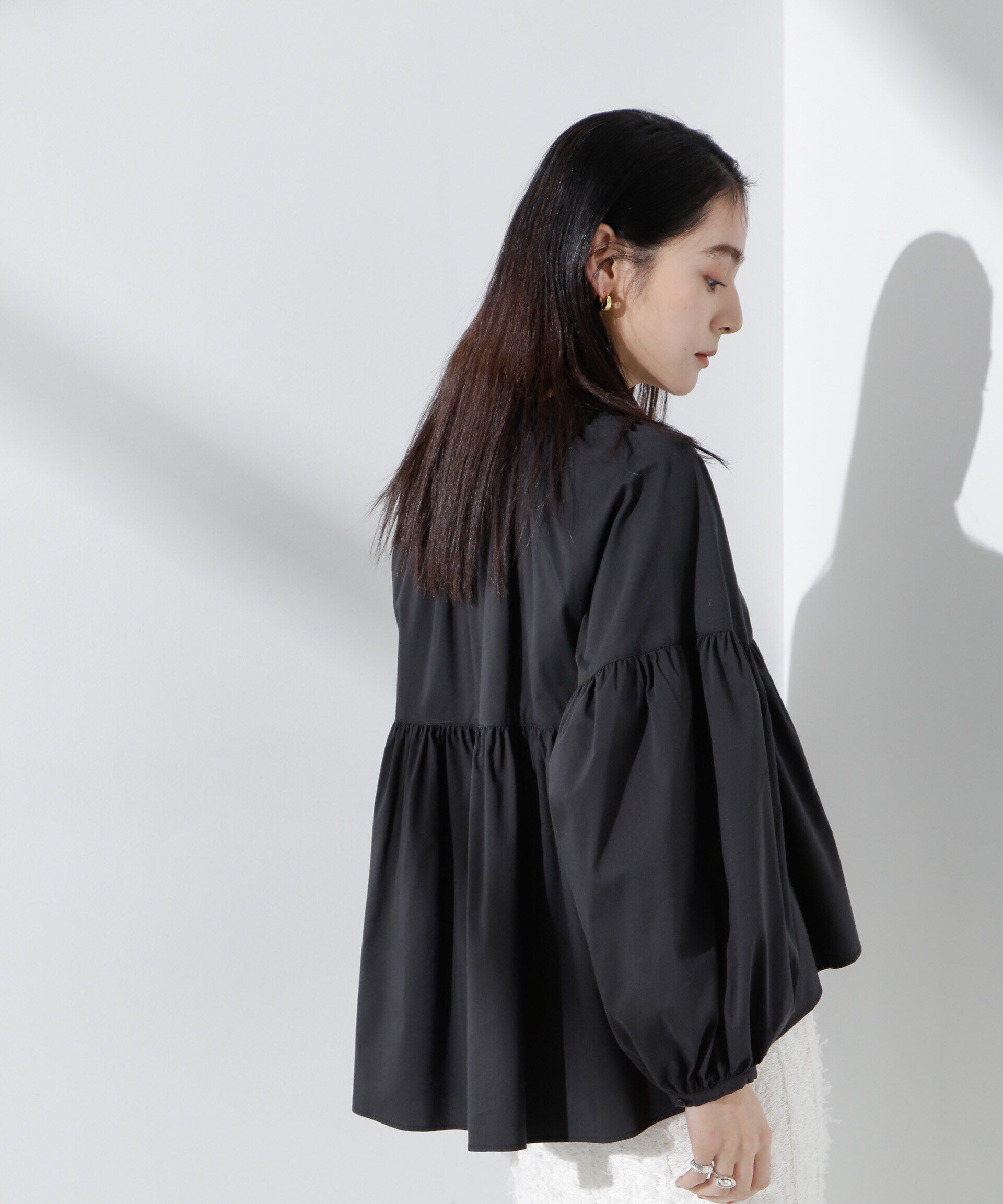 nano･universe「フリルギャザーショートシャツ」|シャツ・ブラウス|