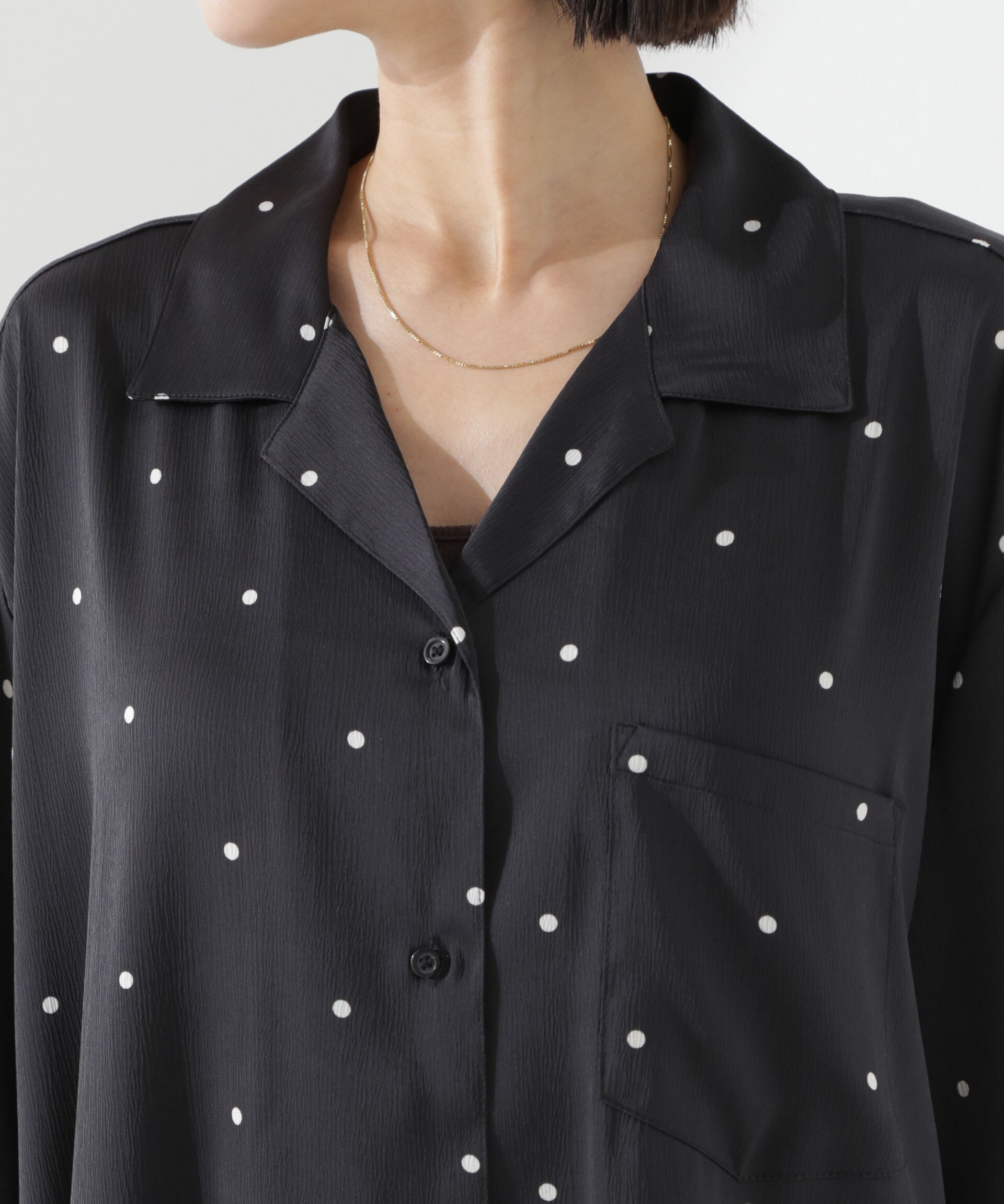 nano･universe「とろみ開襟ドットシャツ(セットアップ可)」|シャツ・ブラウス|