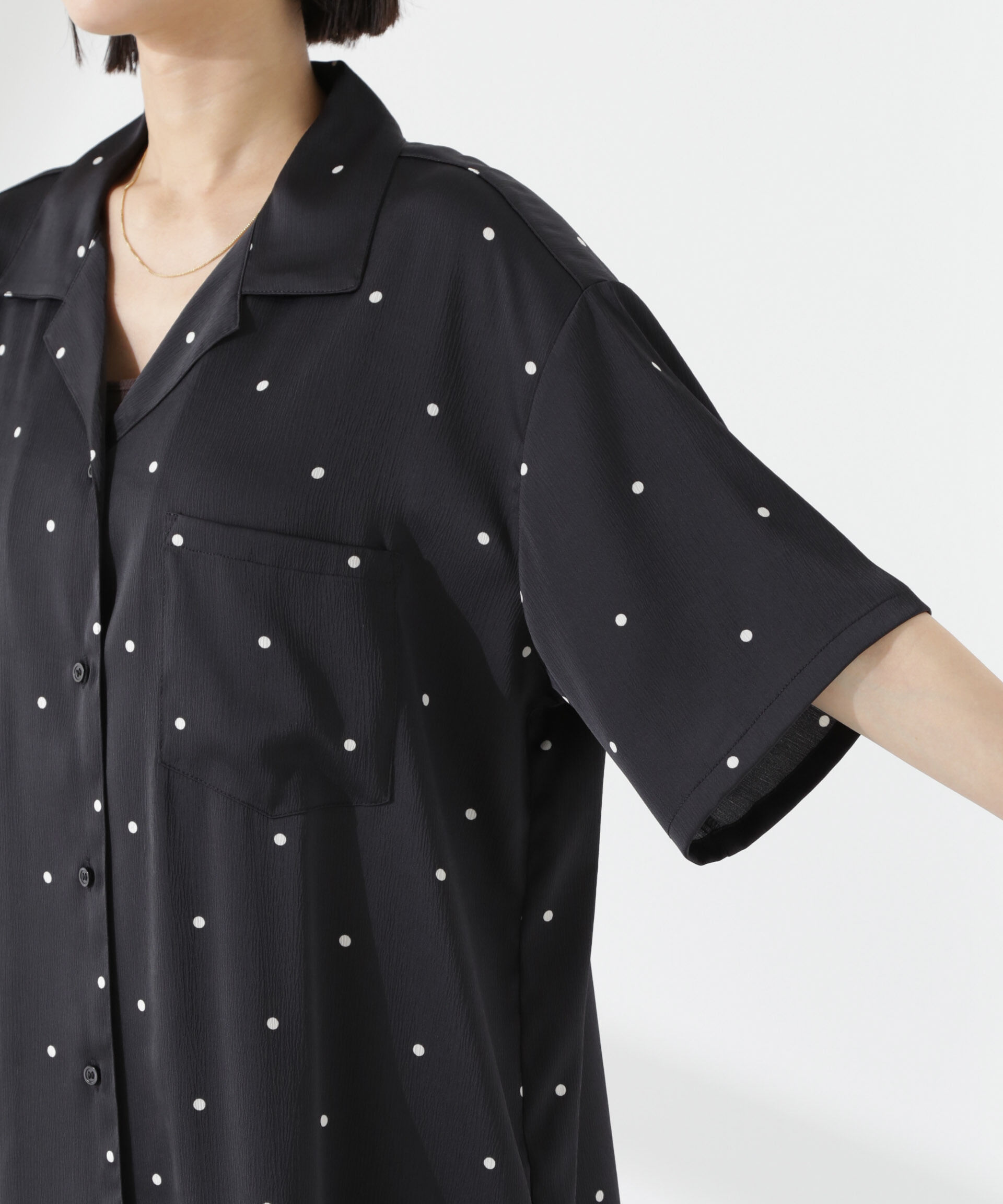 nano･universe「とろみ開襟ドットシャツ(セットアップ可)」|シャツ・ブラウス|