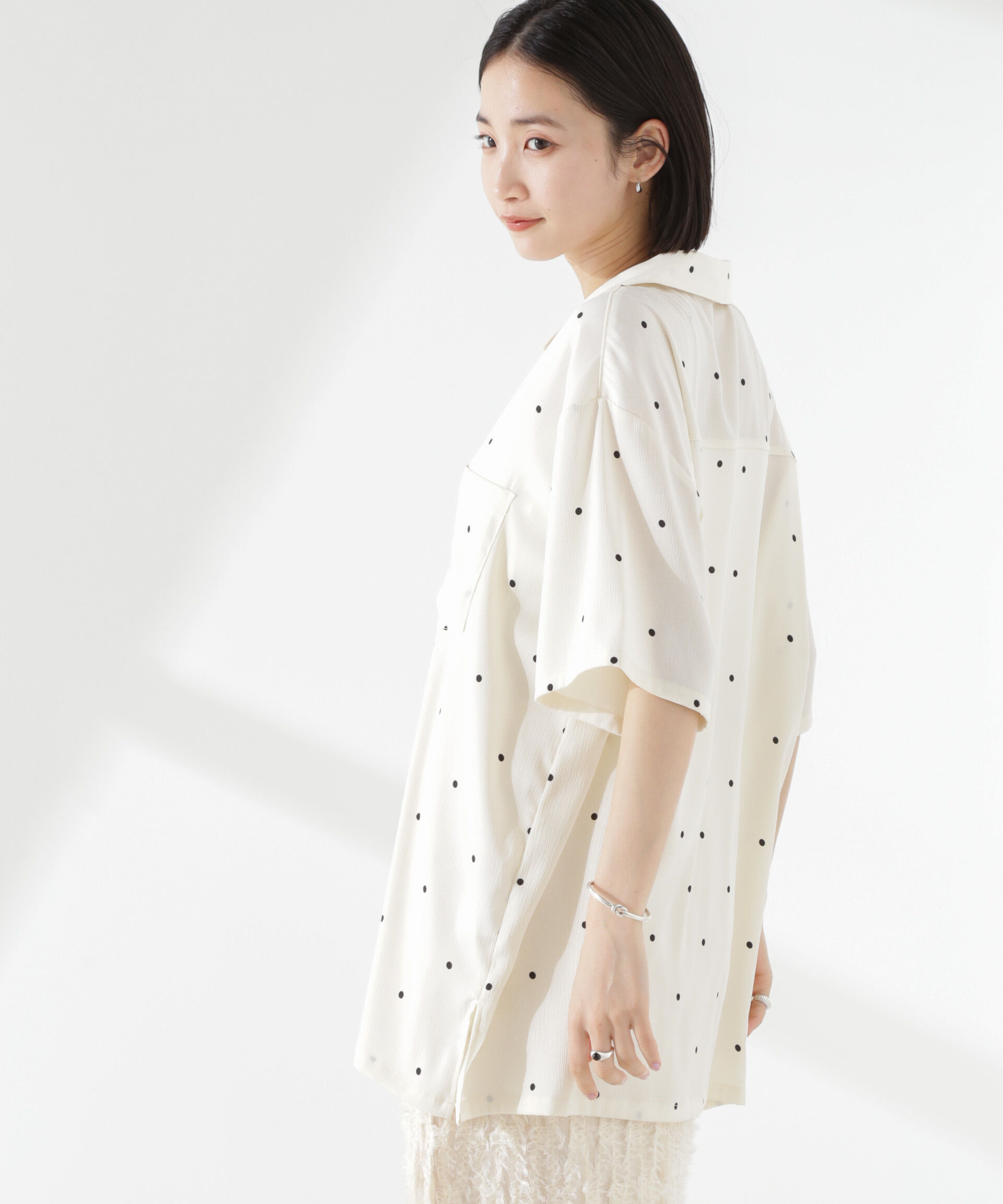 nano･universe「とろみ開襟ドットシャツ(セットアップ可)」|シャツ・ブラウス|