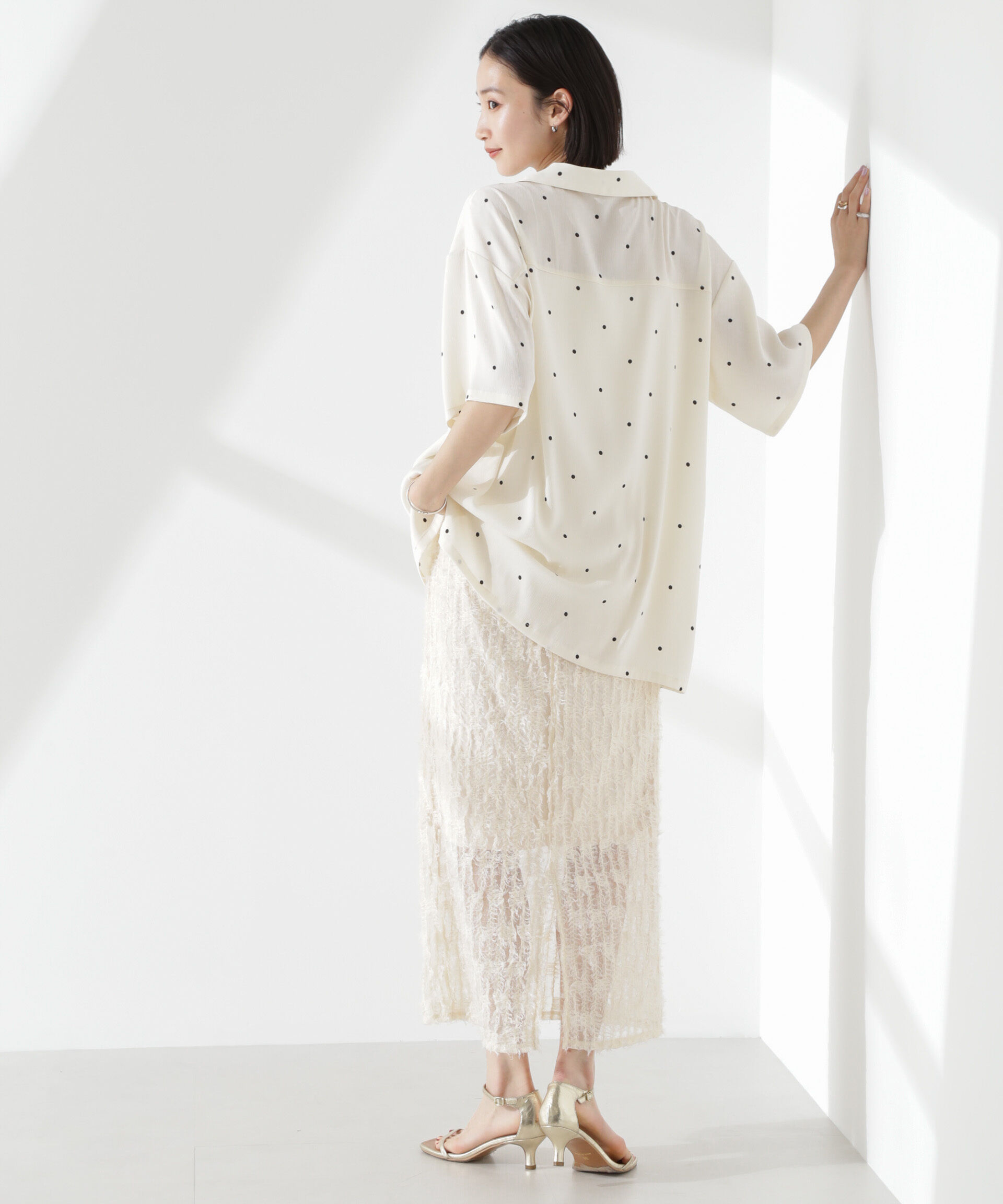 nano･universe「とろみ開襟ドットシャツ(セットアップ可)」|シャツ・ブラウス|
