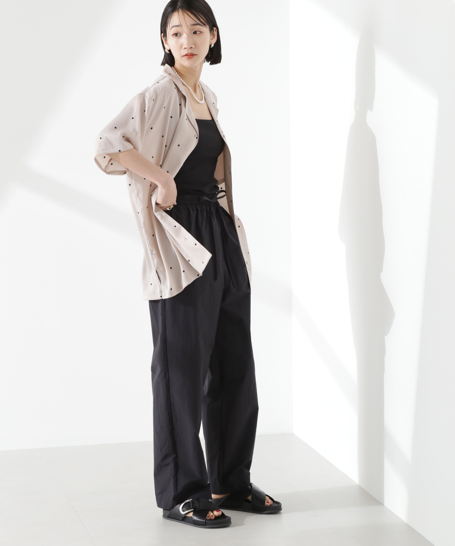 nano･universe「とろみ開襟ドットシャツ(セットアップ可)」|シャツ・ブラウス|