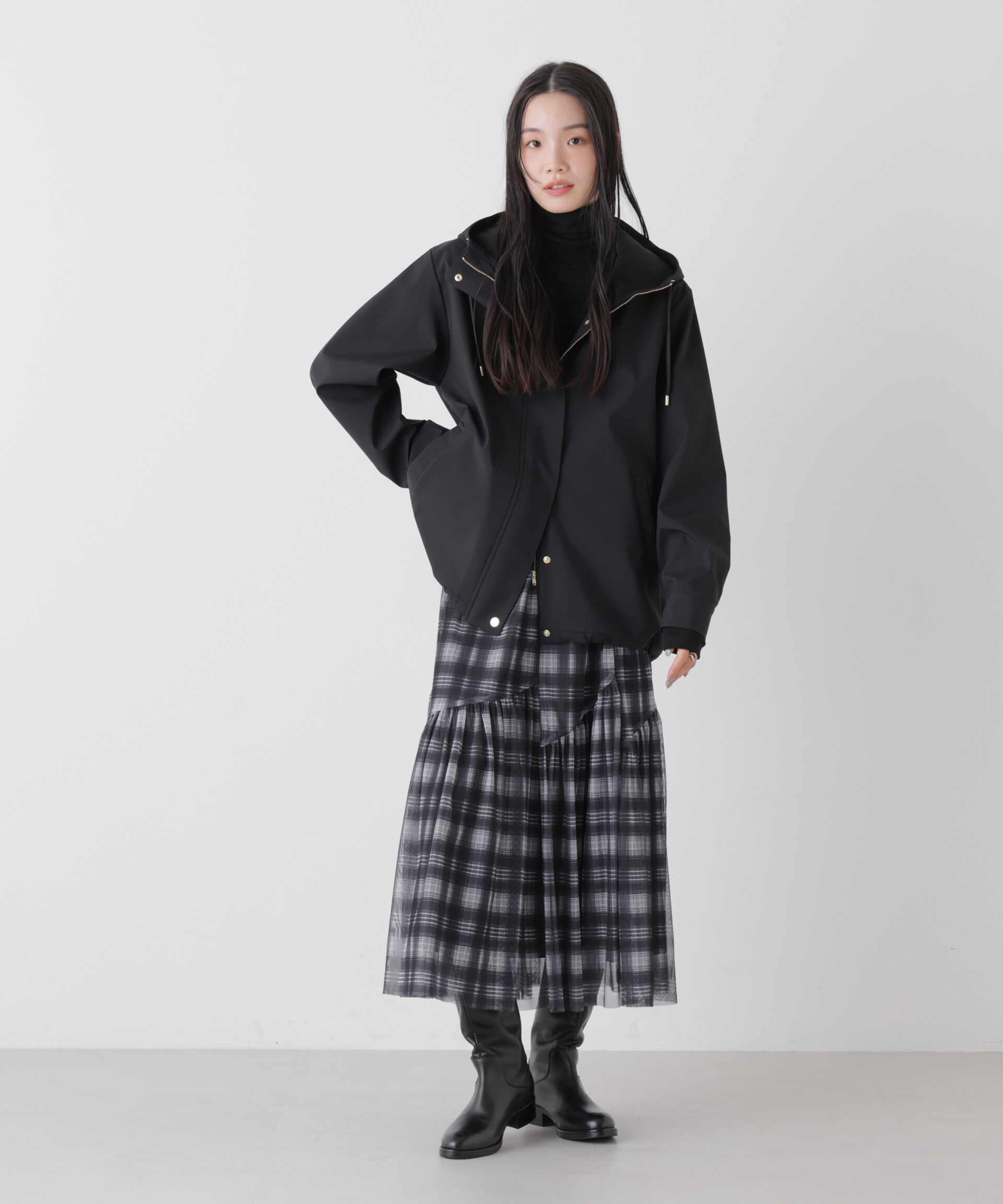 nano･universe「撥水＆花粉ガード フードブルゾン」|ブルゾン・スタジャン|