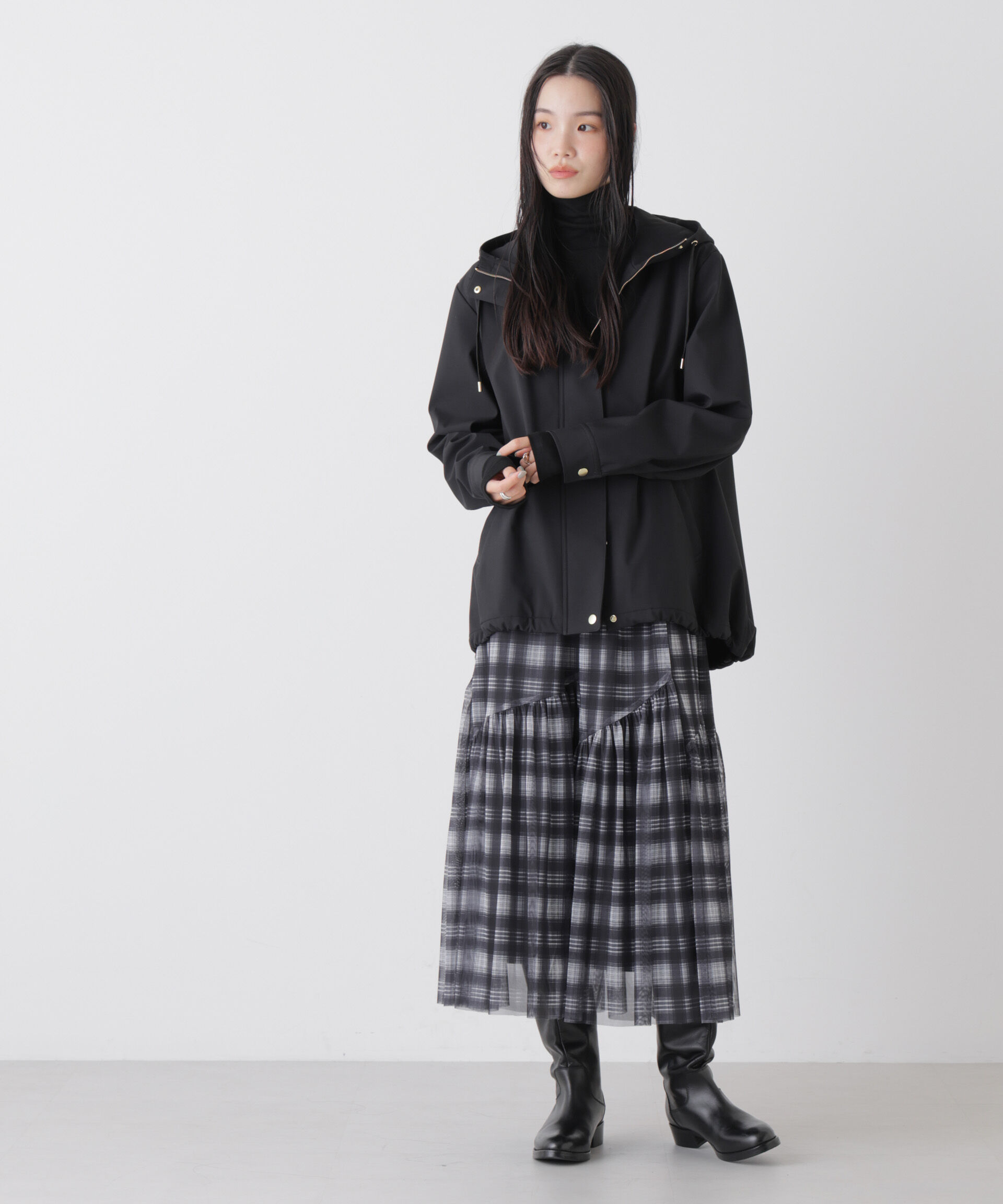 nano･universe「撥水＆花粉ガード フードブルゾン」|ブルゾン・スタジャン|