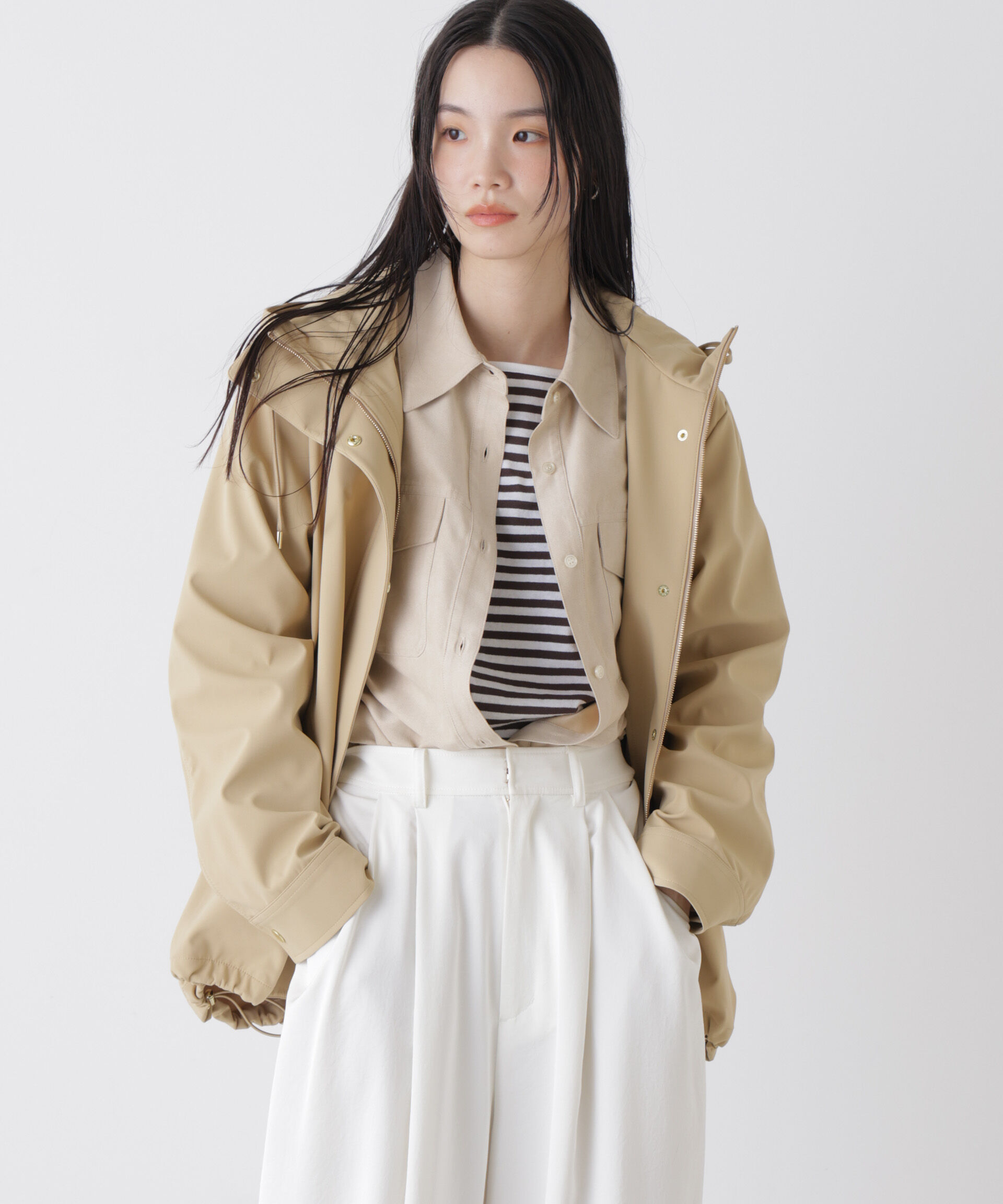 nano･universe「撥水＆花粉ガード フードブルゾン」|ブルゾン・スタジャン|