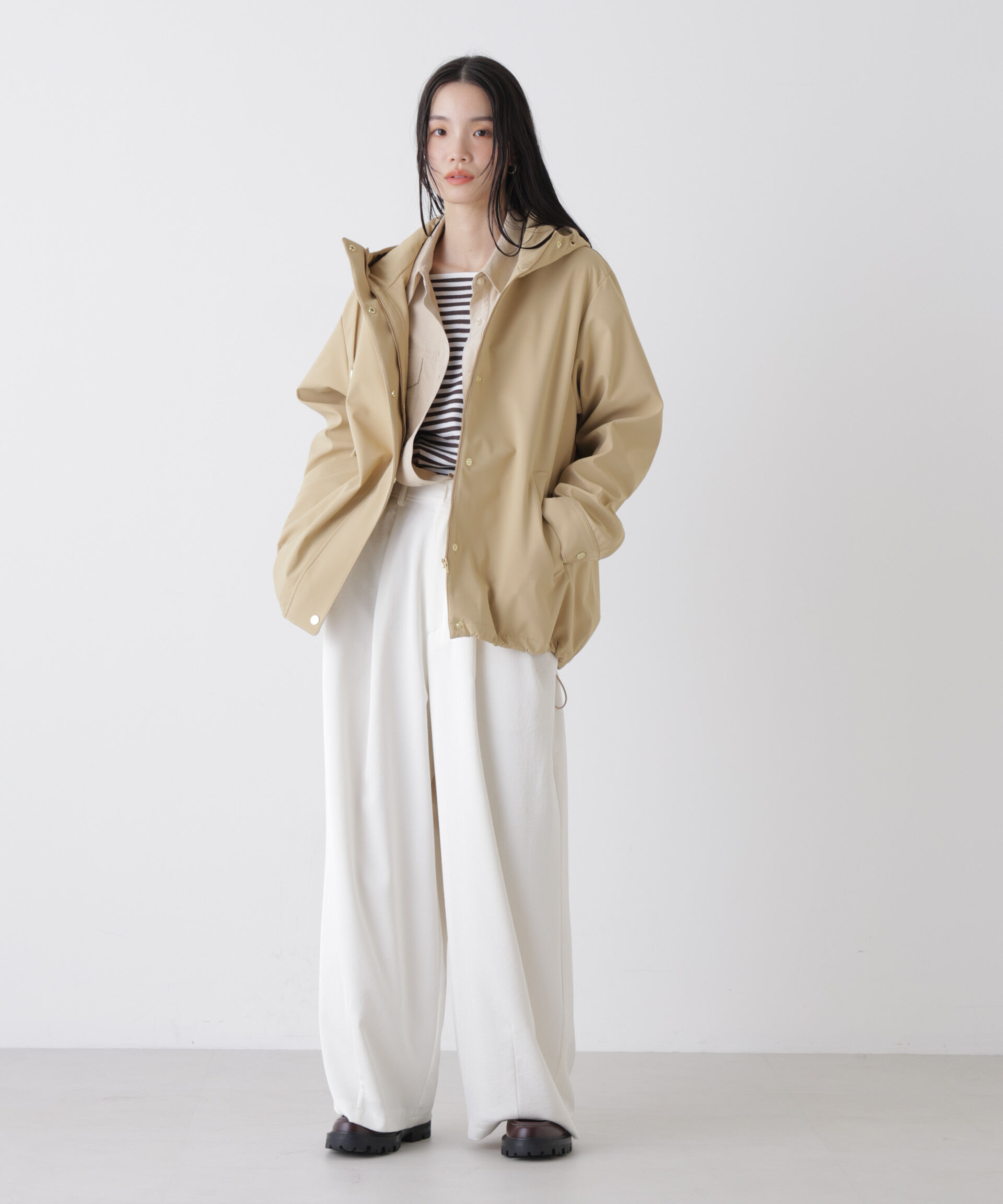 nano･universe「撥水＆花粉ガード フードブルゾン」|ブルゾン・スタジャン|