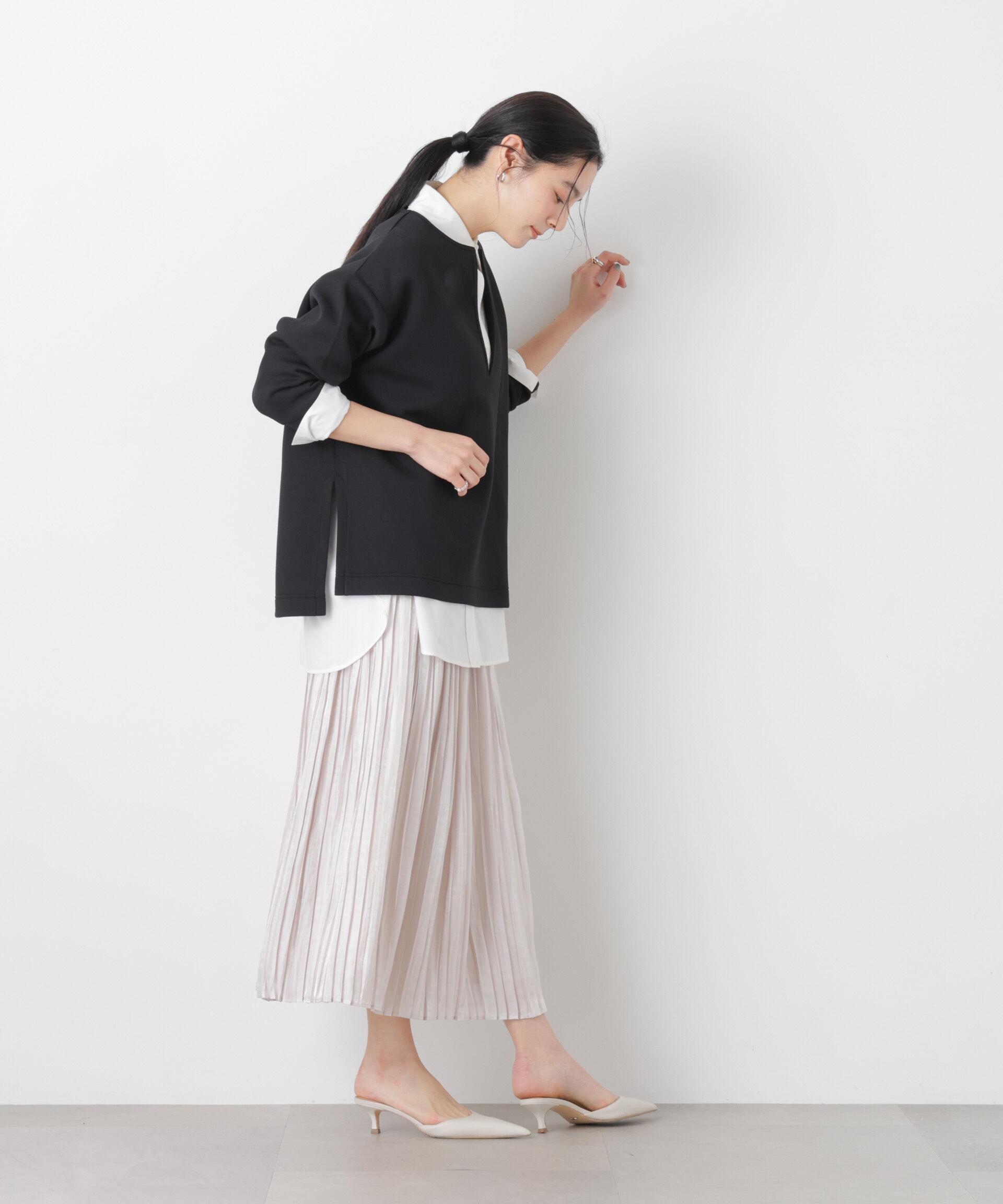 nano･universe「ダンボールカットキーネックスリットトップス」|Tシャツ・カットソー|