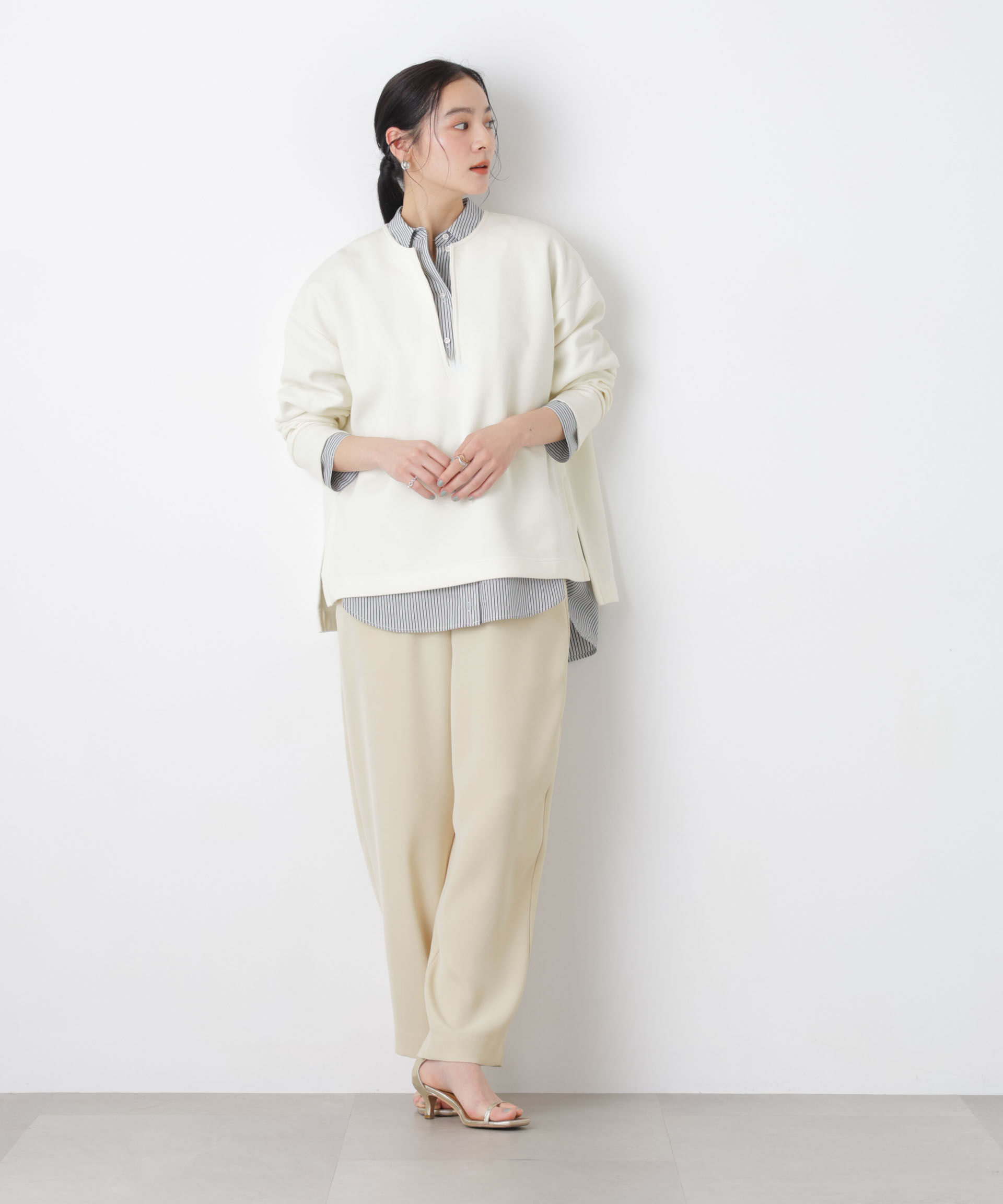 nano･universe「ダンボールカットキーネックスリットトップス」|Tシャツ・カットソー|