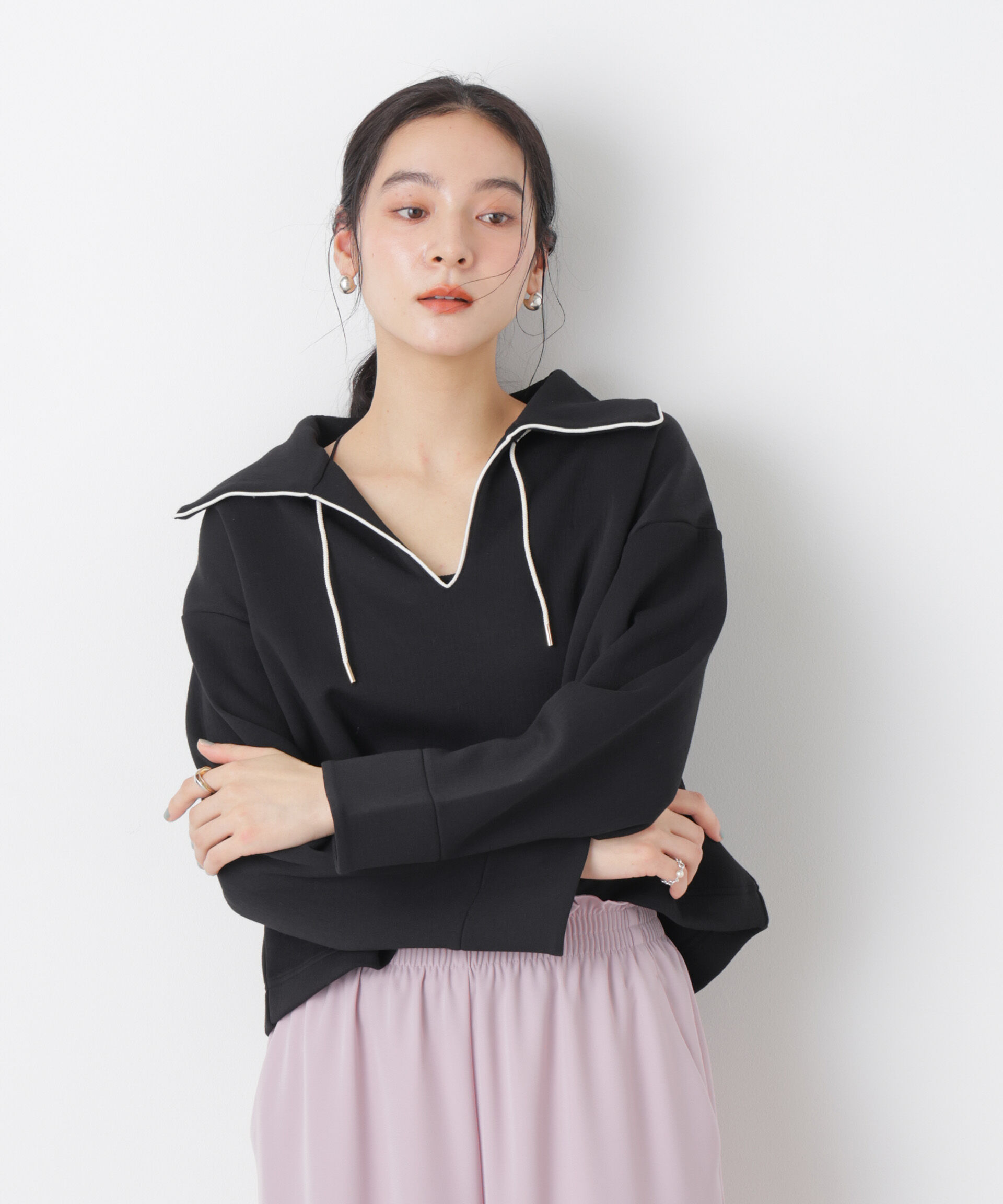 nano･universe「ダンボールカットバイカラーパイピングビッグカラートップス」|Tシャツ・カットソー|