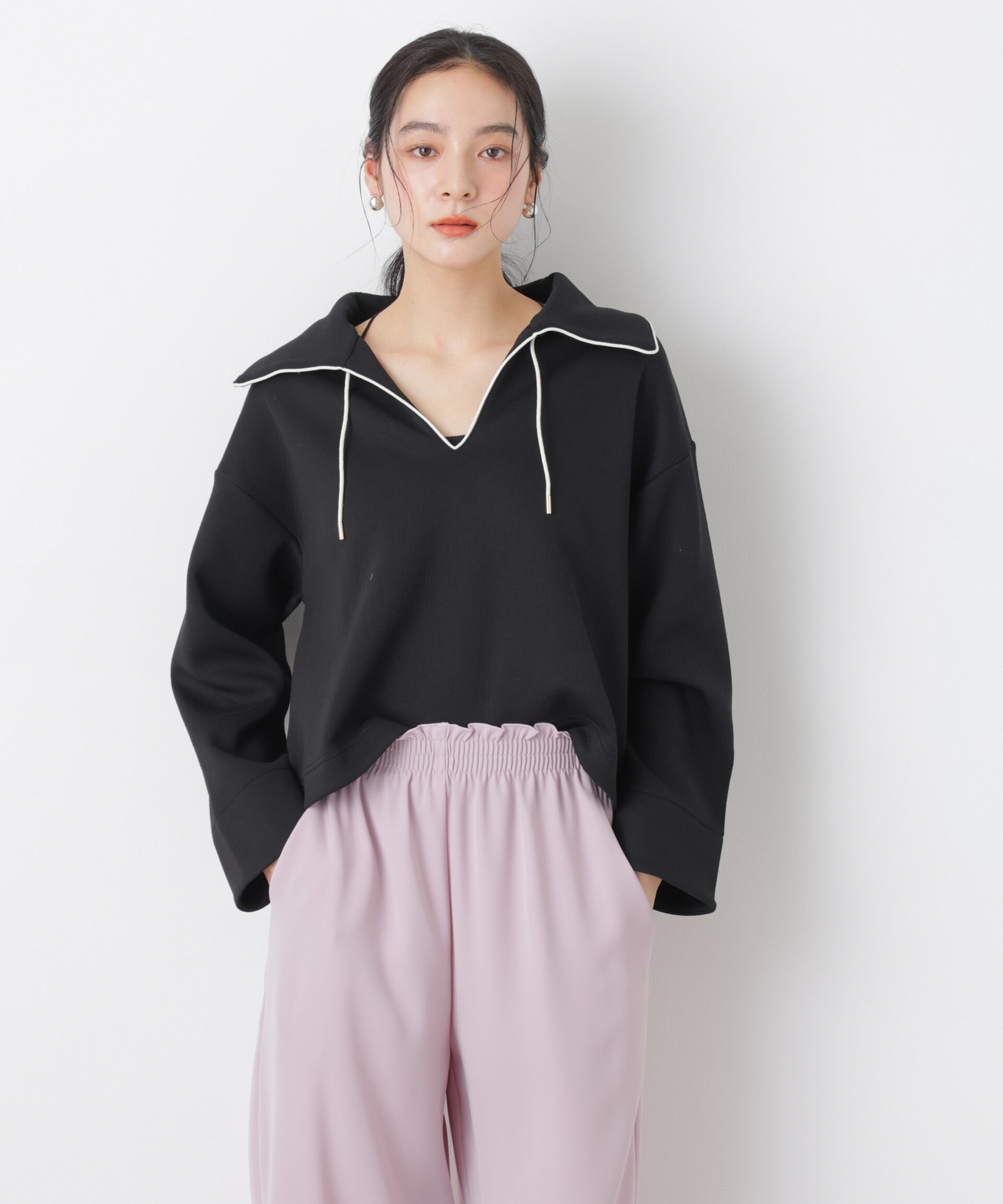 nano･universe「ダンボールカットバイカラーパイピングビッグカラートップス」|Tシャツ・カットソー|