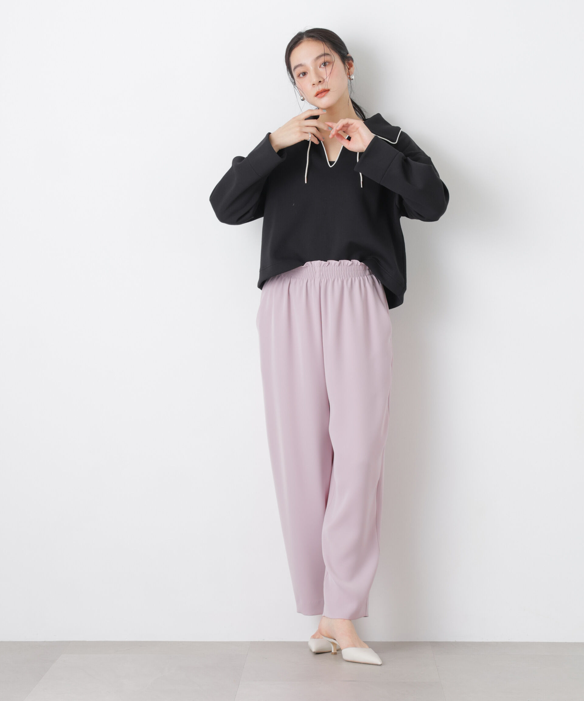 nano･universe「ダンボールカットバイカラーパイピングビッグカラートップス」|Tシャツ・カットソー|