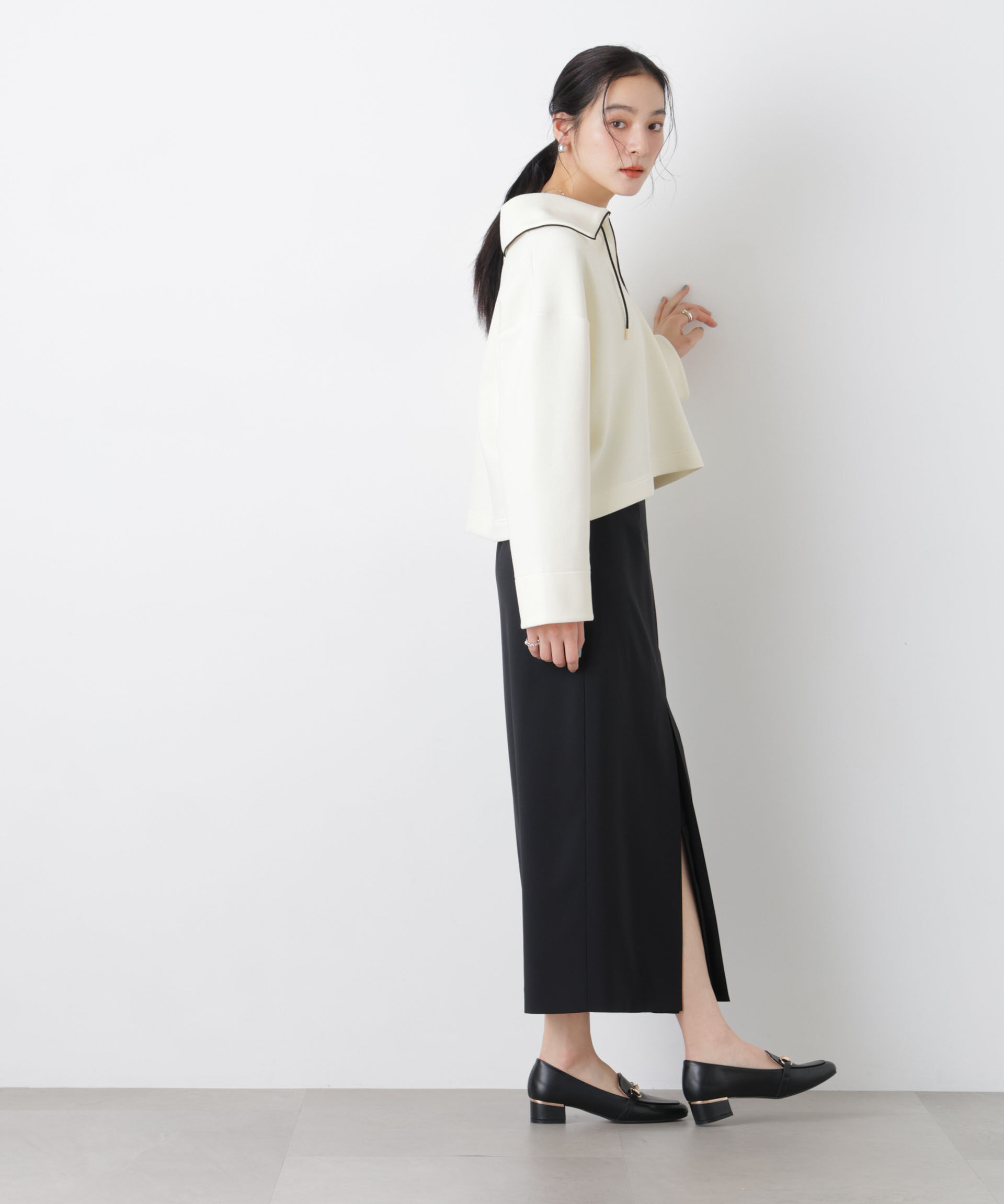 nano･universe「ダンボールカットバイカラーパイピングビッグカラートップス」|Tシャツ・カットソー|