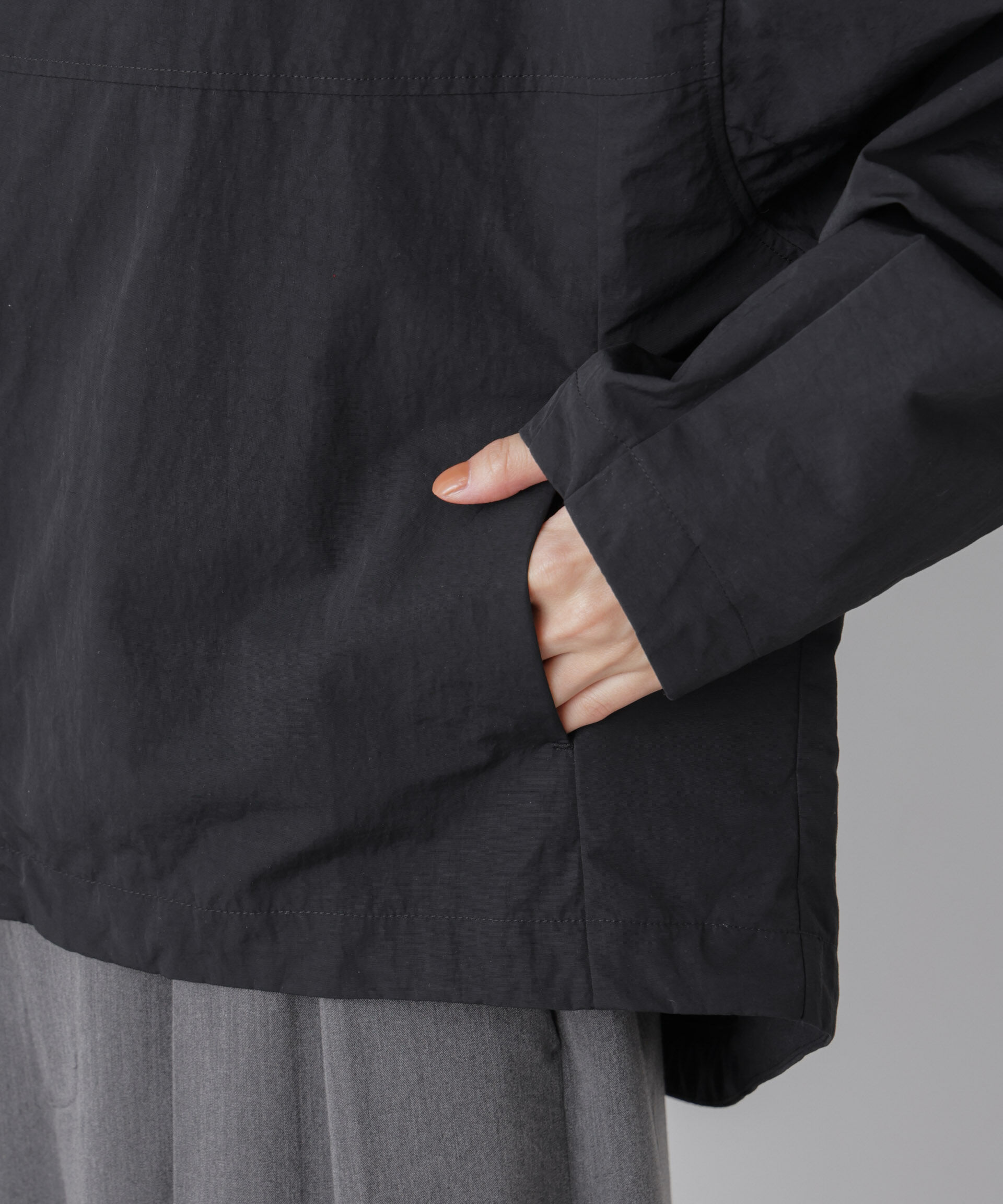 nano･universe「撥水＆花粉ガード コクーンシルエットジップブルゾン」|ブルゾン・スタジャン|