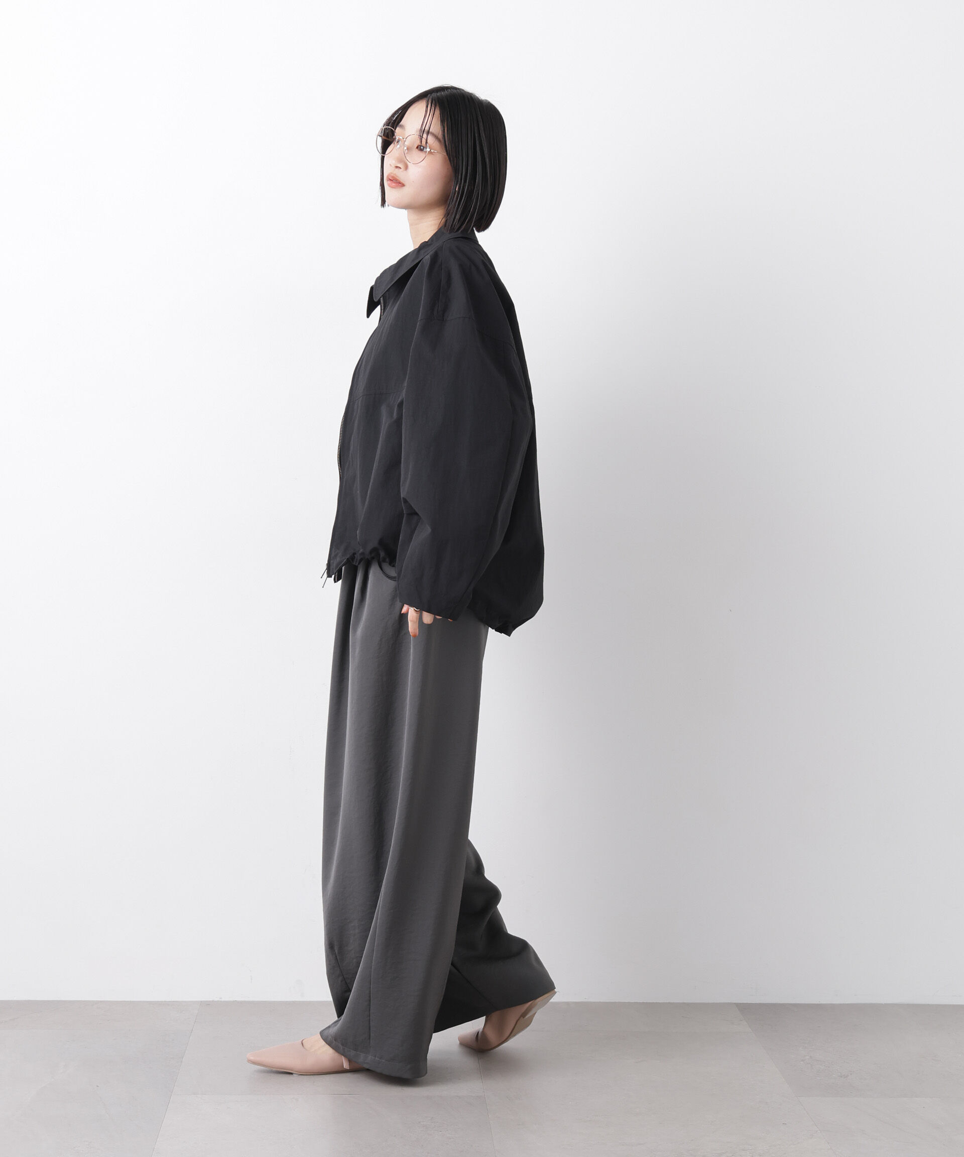 nano･universe「撥水＆花粉ガード コクーンシルエットジップブルゾン」|ブルゾン・スタジャン|