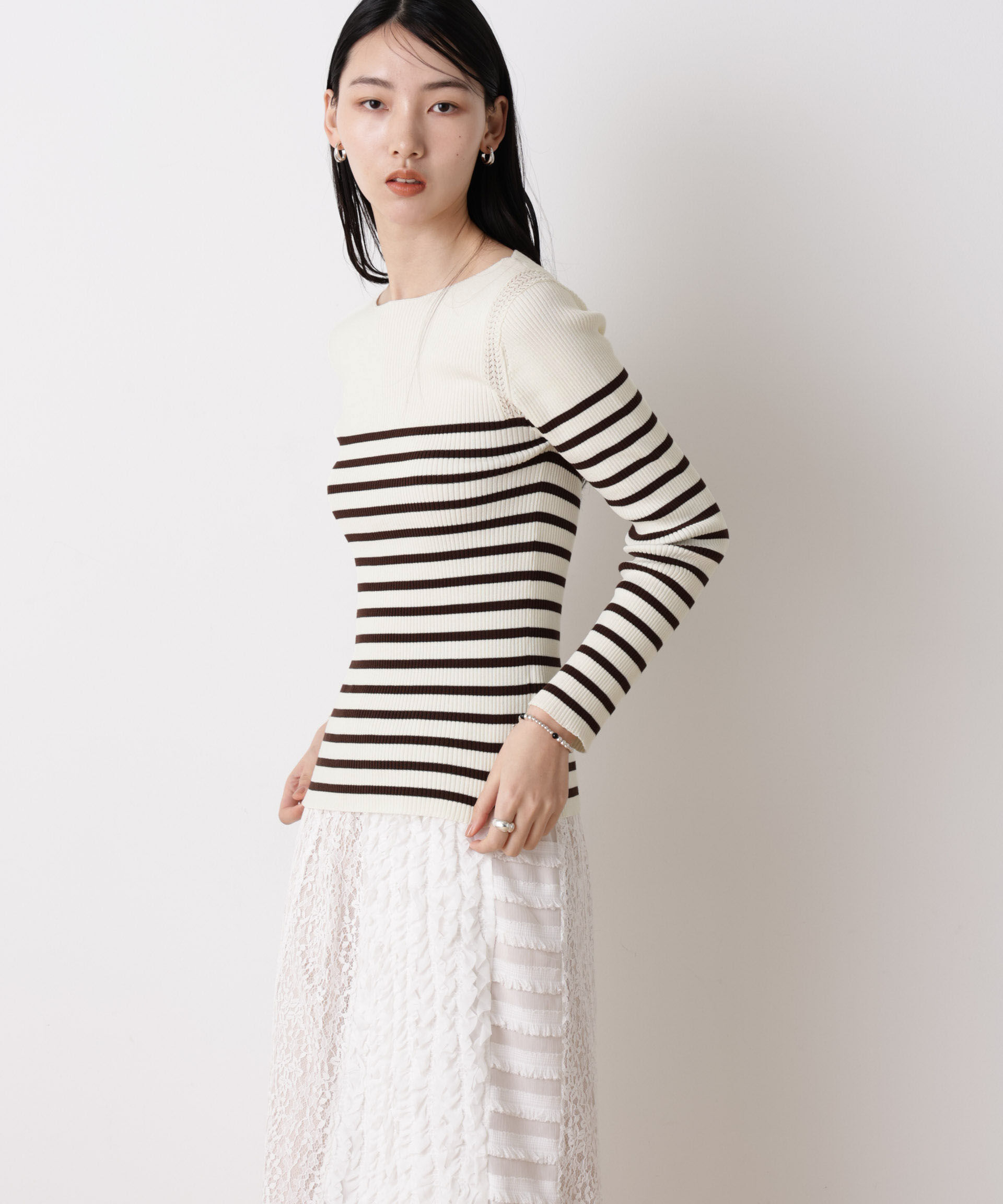 nano･universe「「STEVELOUR」ボーダーフィットニット」|ニット・セーター|