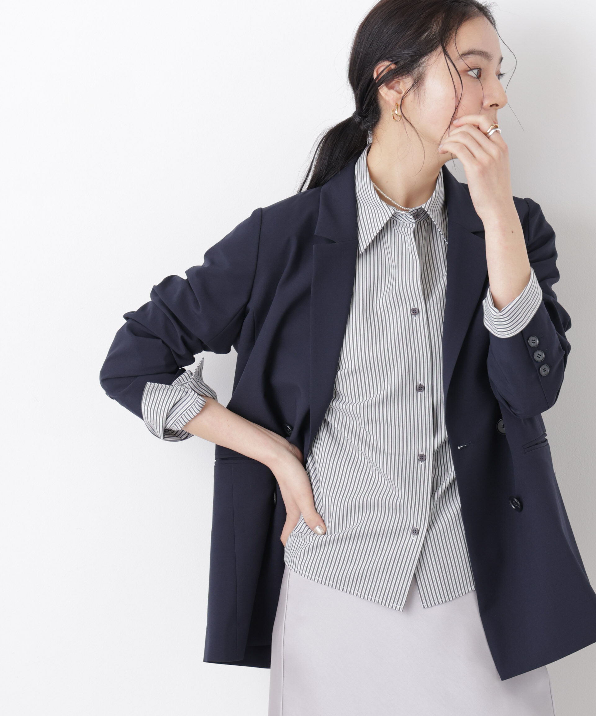 nano･universe「ライトファンクション ダブルジャケット(セットアップ可)」|テーラードジャケット|