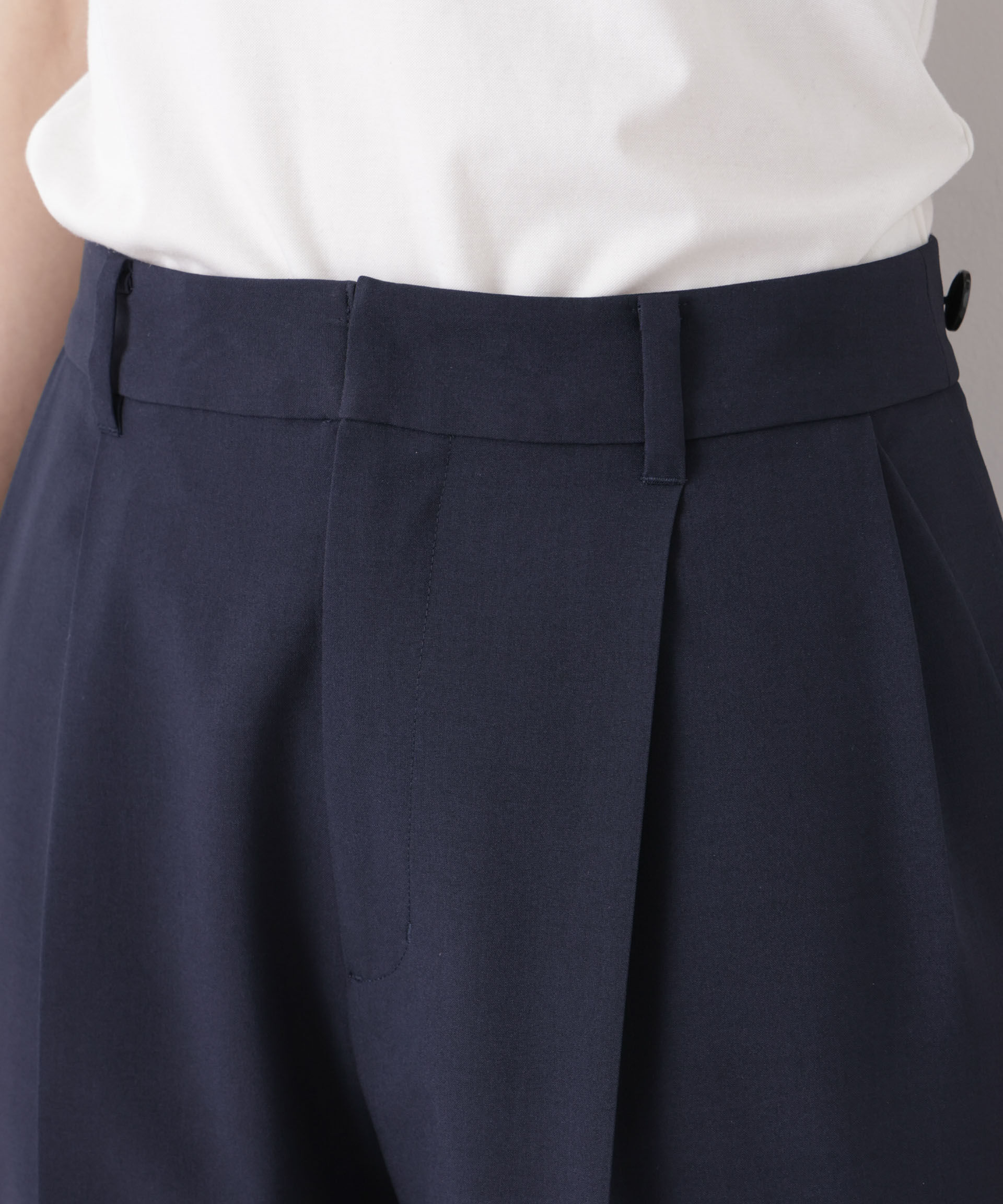 nano･universe「ライトファンクションタックセミワイドパンツ(セットアップ可)」|チノ|