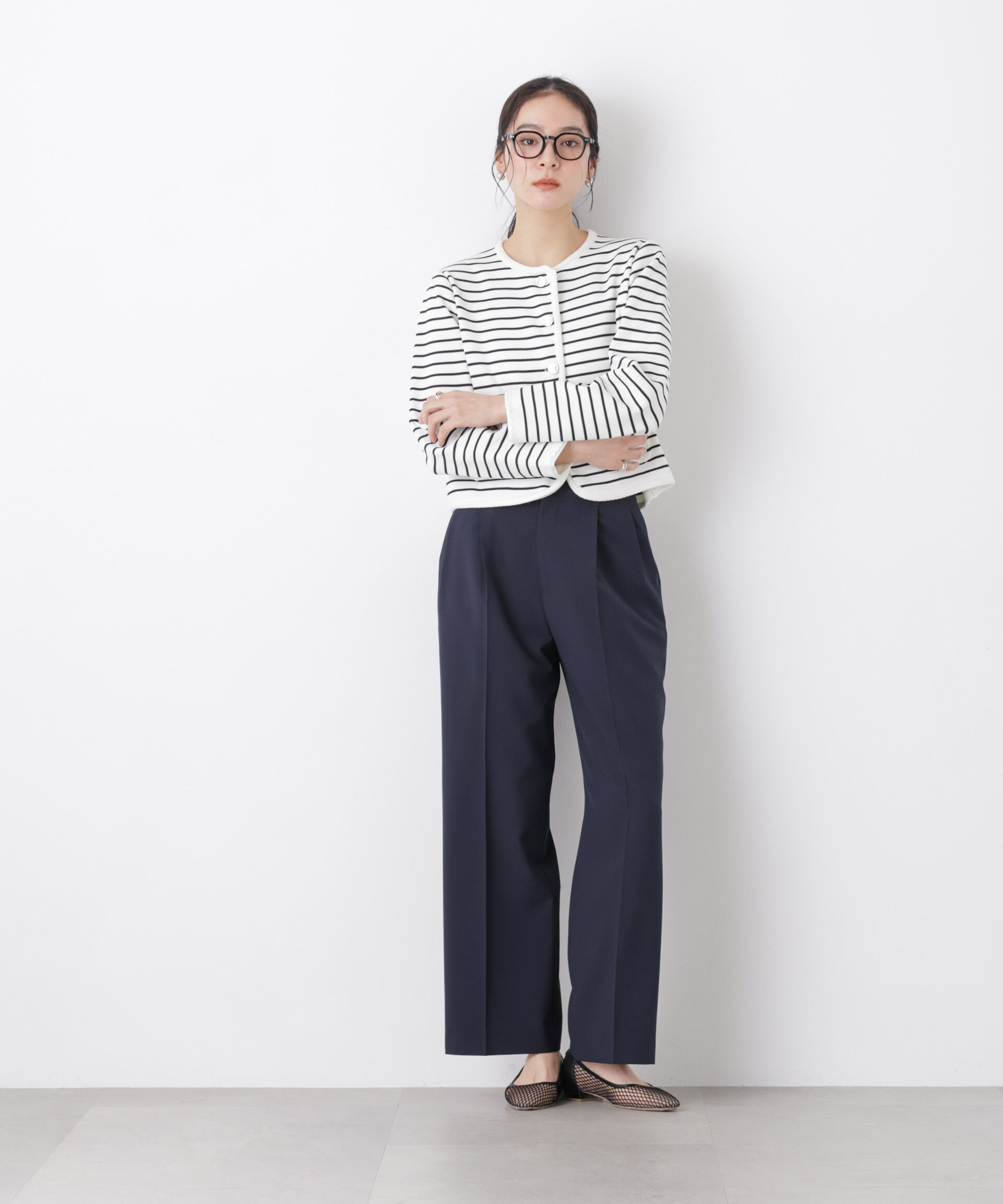 nano･universe「ライトファンクションタックセミワイドパンツ(セットアップ可)」|チノ|