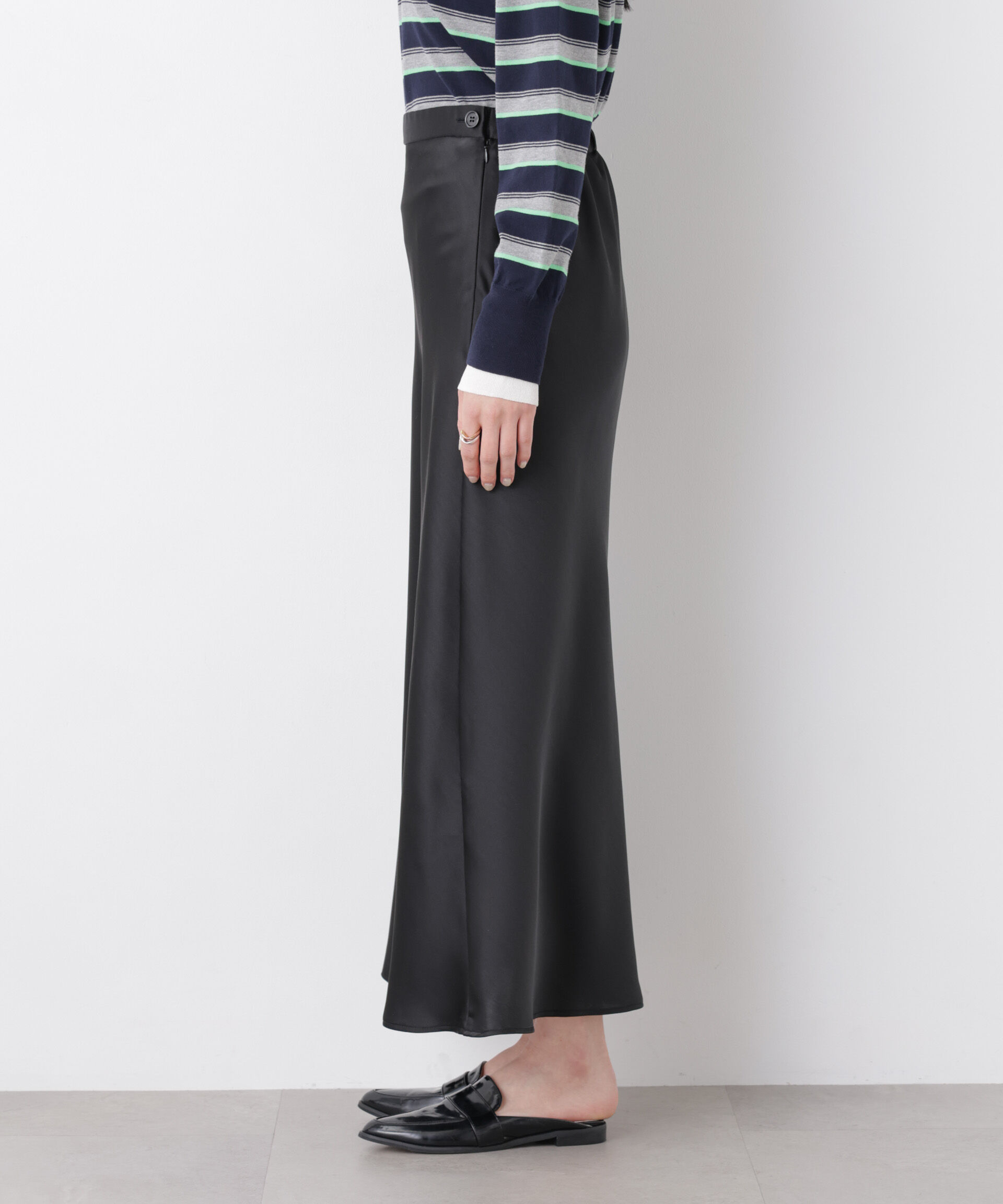 nano･universe「サテンナロースカート」|スカート|