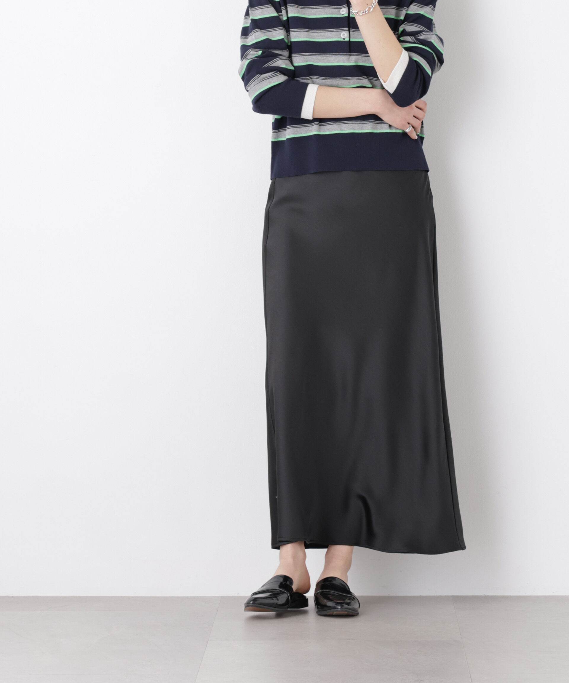 nano･universe「サテンナロースカート」|スカート|