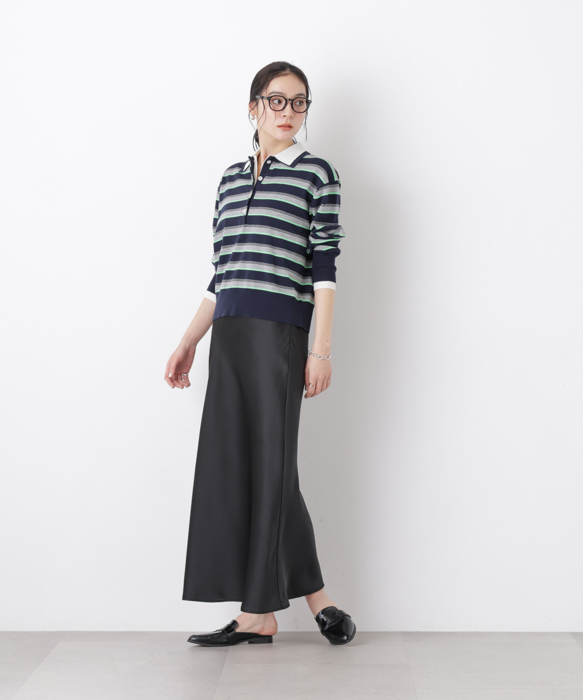 nano･universe「サテンナロースカート」|スカート|