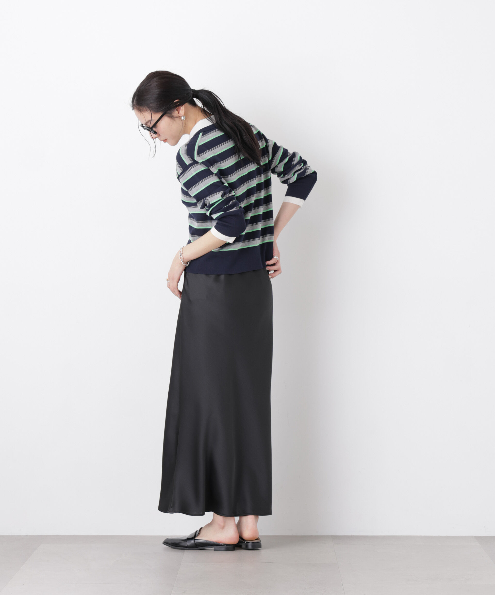 nano･universe「サテンナロースカート」|スカート|