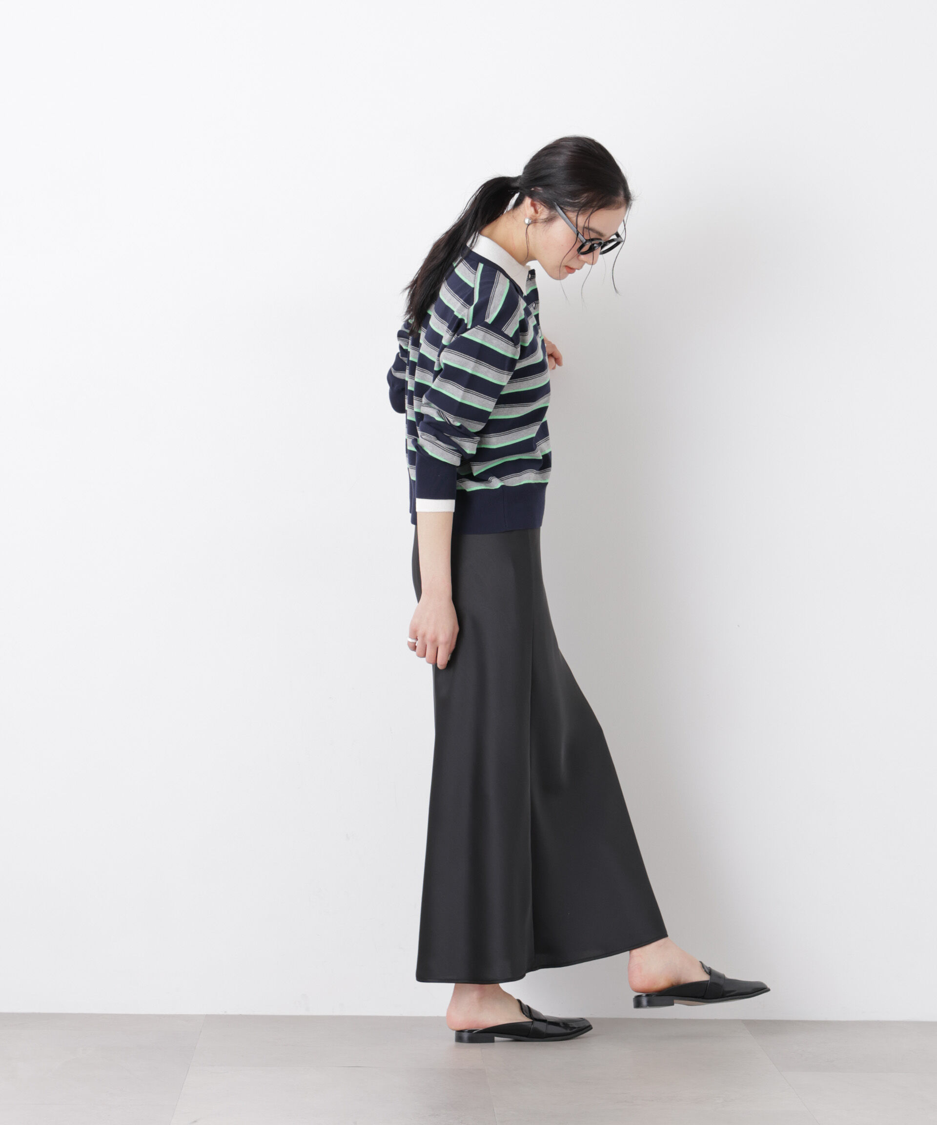 nano･universe「サテンナロースカート」|スカート|