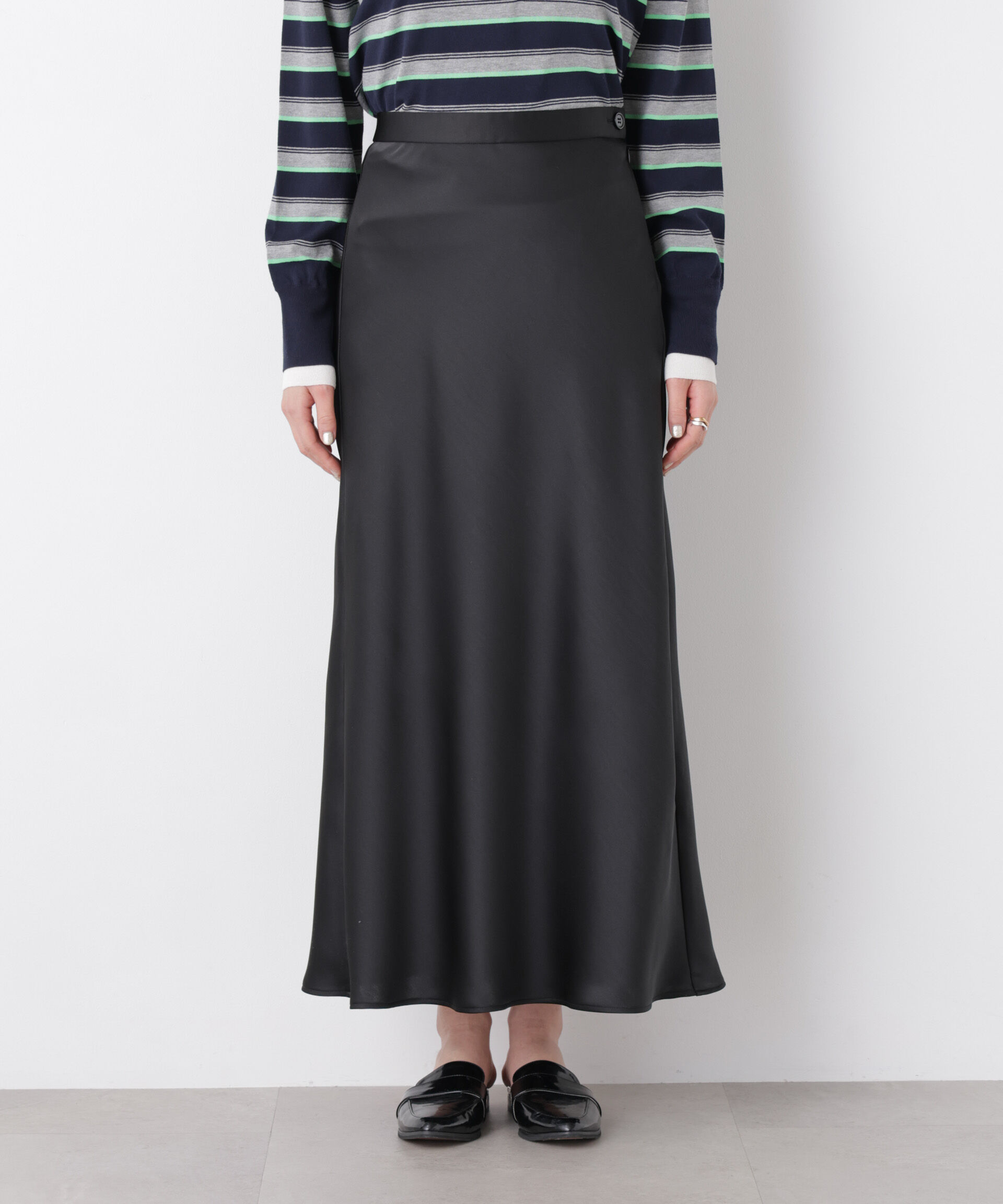 nano･universe「サテンナロースカート」|スカート|