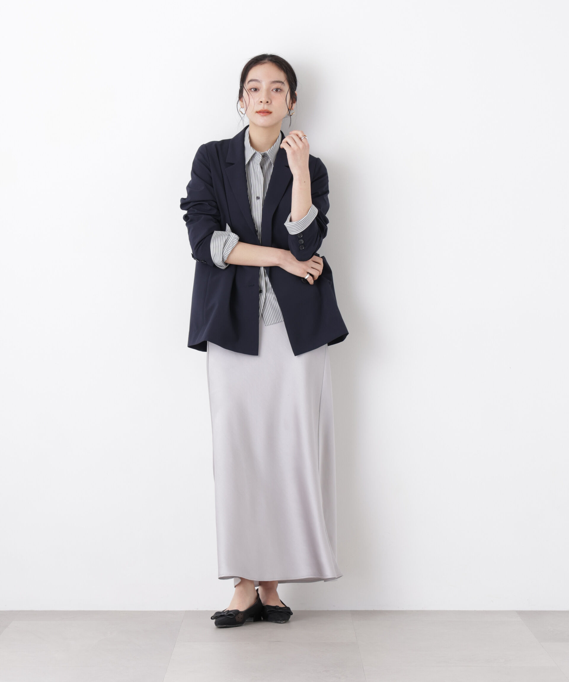 nano･universe「サテンナロースカート」|スカート|