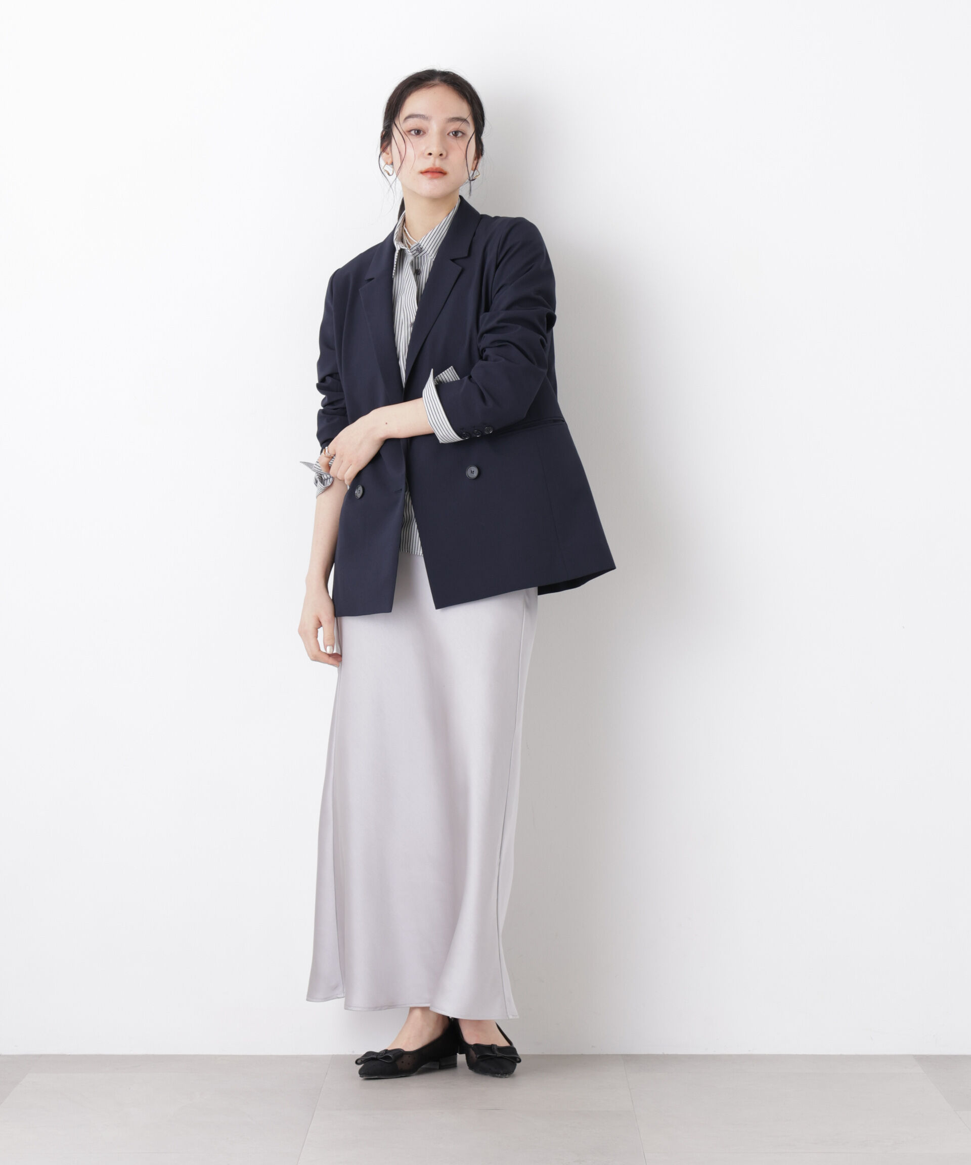 nano･universe「サテンナロースカート」|スカート|