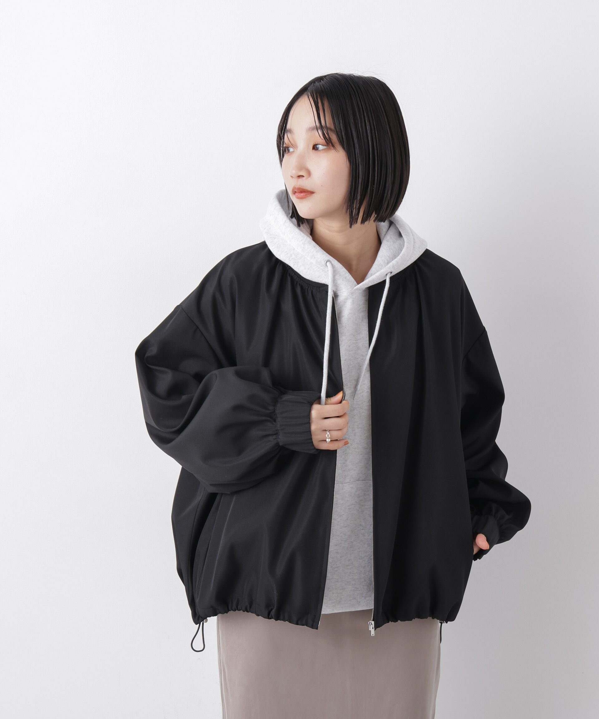 nano･universe「撥水加工 ドロストヘムリブブルゾン」|ブルゾン・スタジャン|