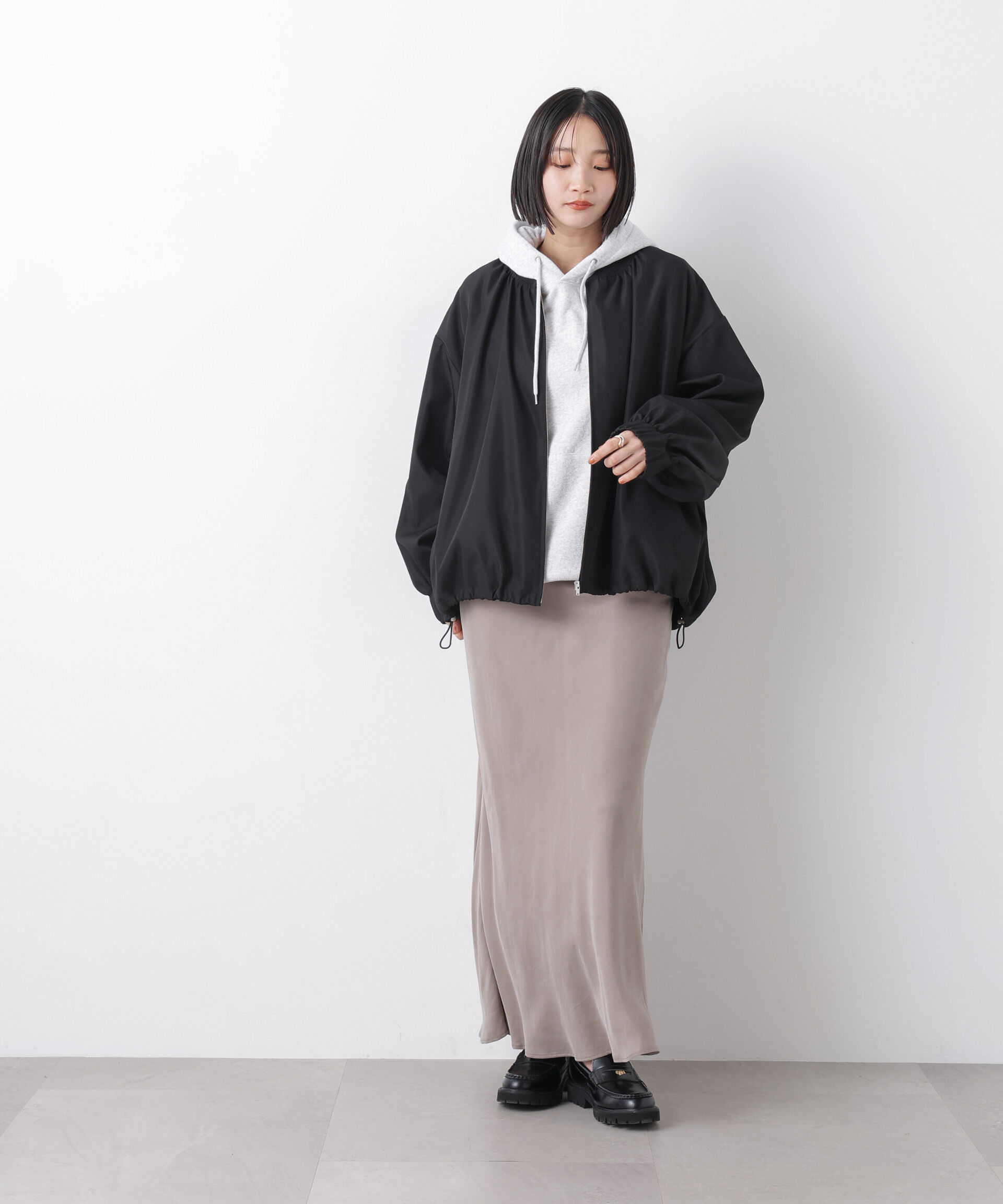 nano･universe「撥水加工 ドロストヘムリブブルゾン」|ブルゾン・スタジャン|