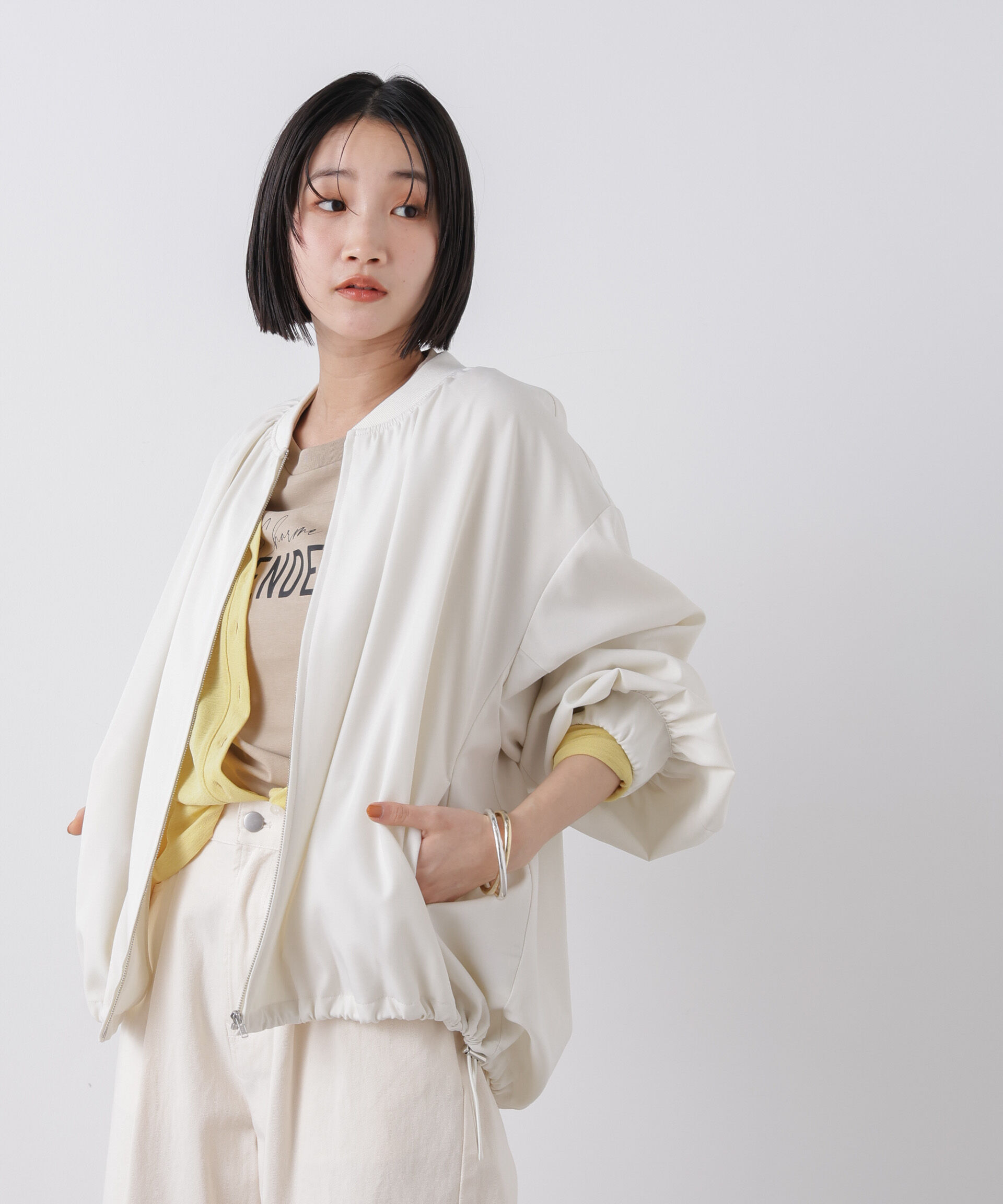 nano･universe「撥水加工 ドロストヘムリブブルゾン」|ブルゾン・スタジャン|