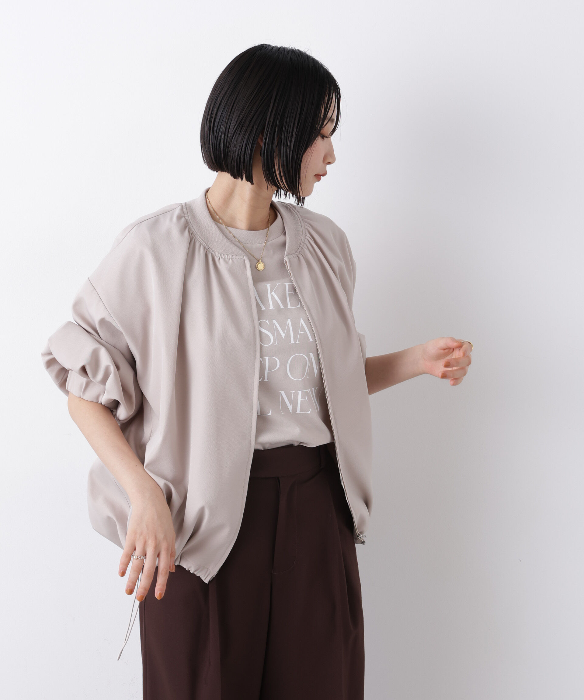 nano･universe「撥水加工 ドロストヘムリブブルゾン」|ブルゾン・スタジャン|