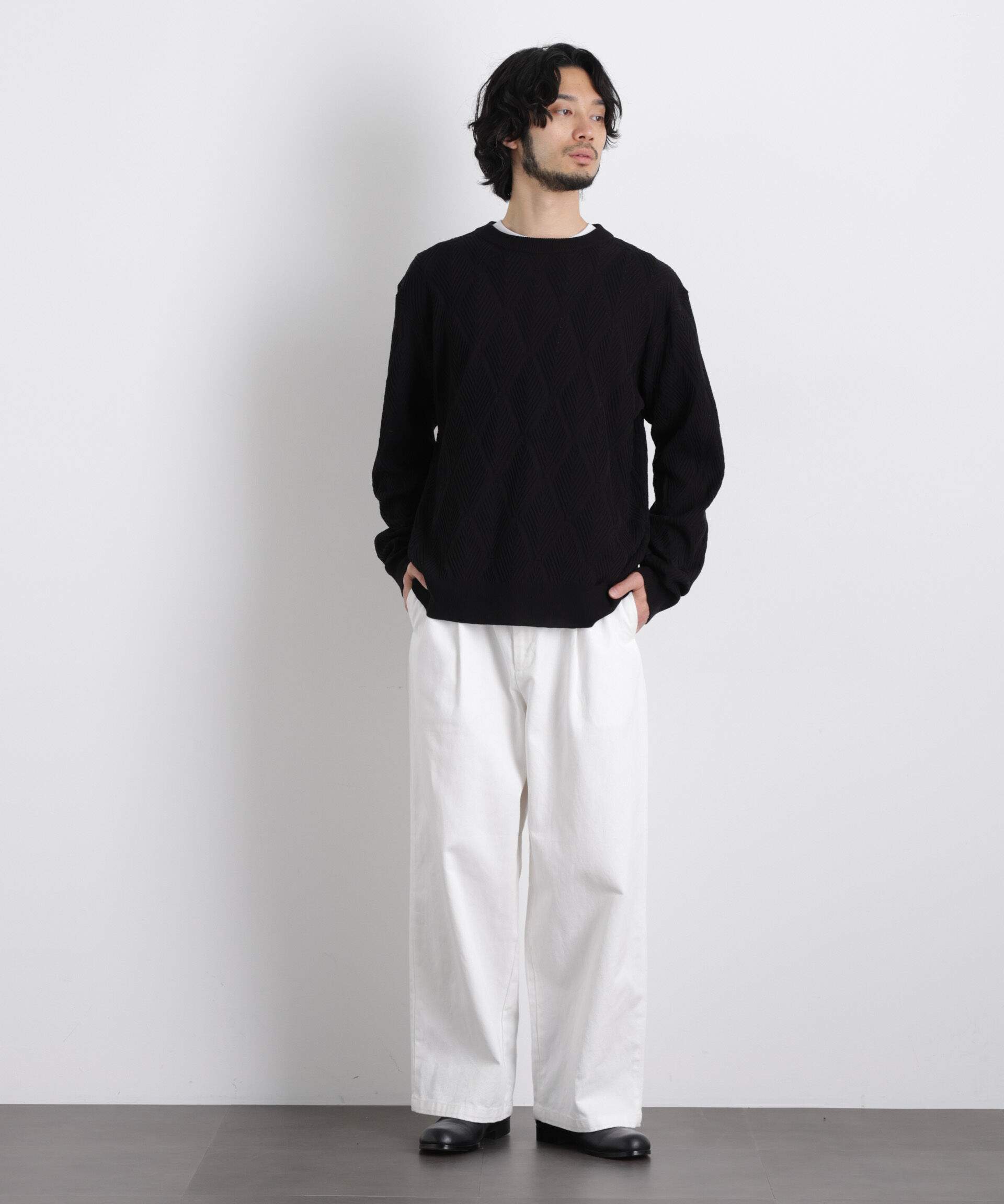 nano･universe「ハイツイストテクスチャーニット」|ニット・セーター|