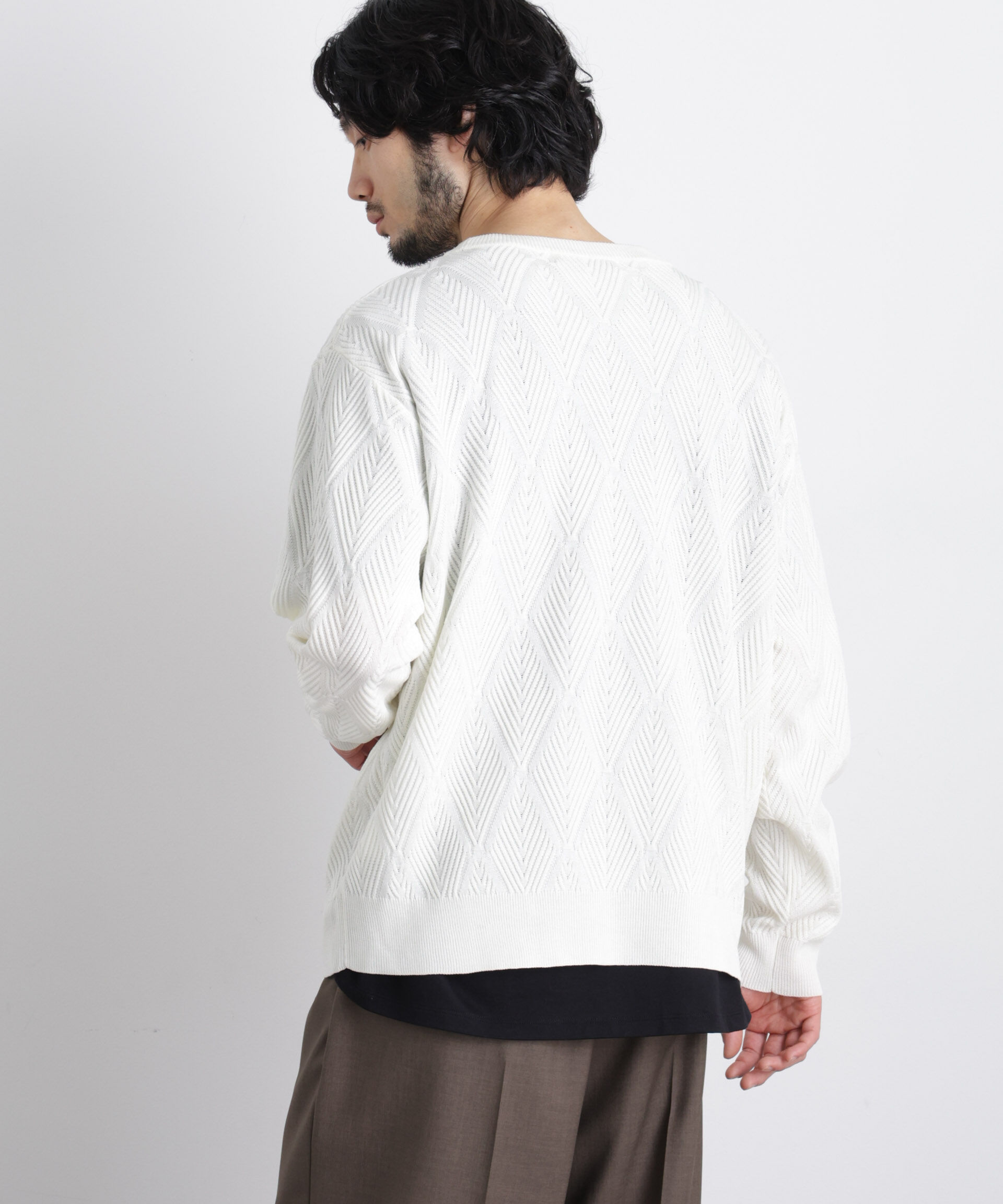 nano･universe「ハイツイストテクスチャーニット」|ニット・セーター|