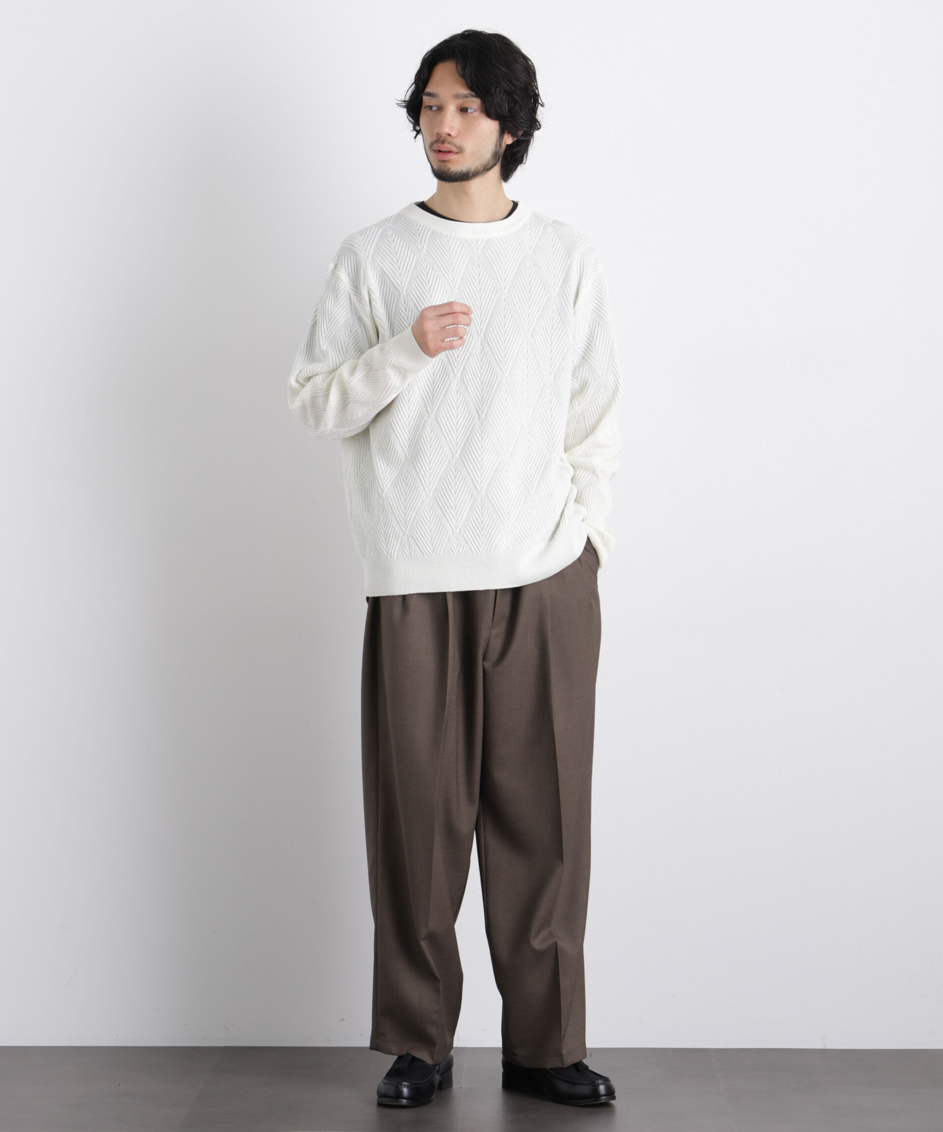 nano･universe「ハイツイストテクスチャーニット」|ニット・セーター|