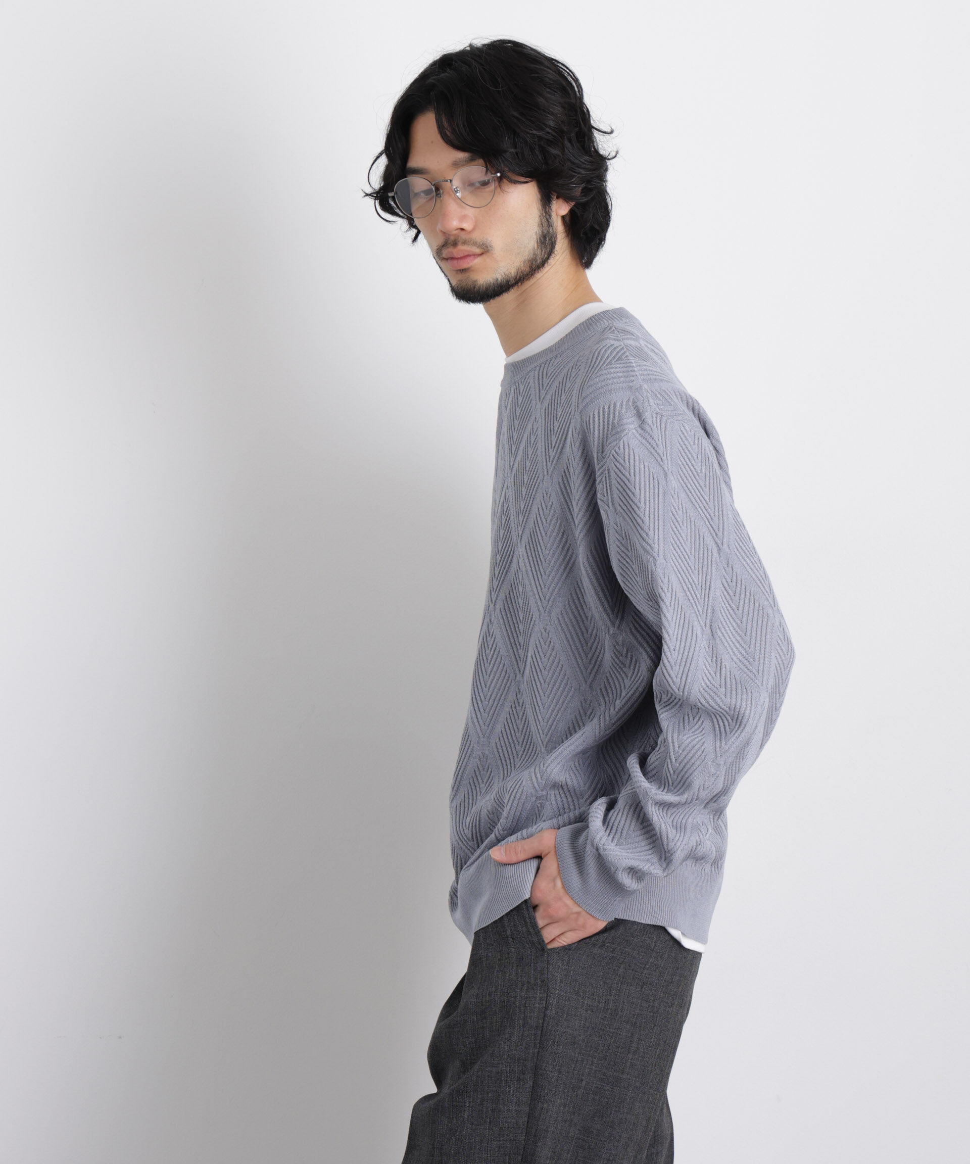 nano･universe「ハイツイストテクスチャーニット」|ニット・セーター|