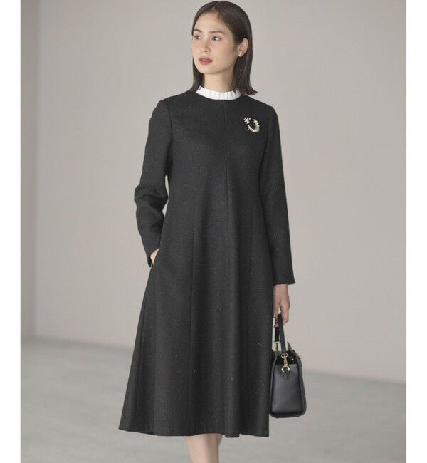 組曲「【2WAY】ラメフラノ フリル襟ワンピース」|ワンピース|ブラック系