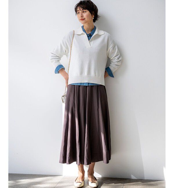 23区「コットンギマ スキッパー ニット」|ニット・セーター|