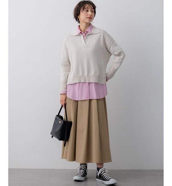 23区「コットンギマ スキッパー ニット」|ニット・セーター|