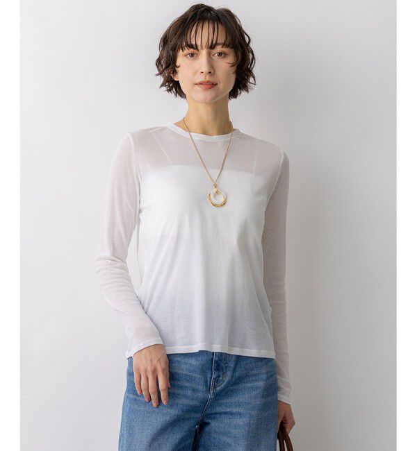 23区「【見上愛さん着用】シアーフライス レイヤード ロンTEE」|Tシャツ・カットソー|ホワイト系