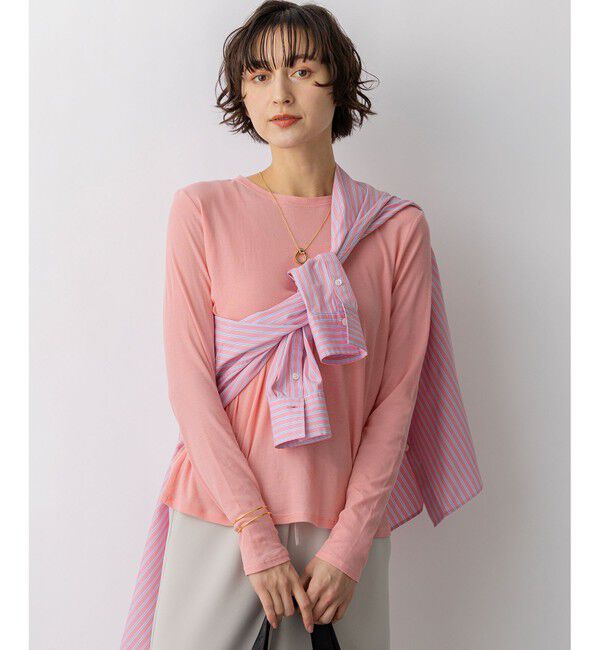 23区「【見上愛さん着用】シアーフライス レイヤード ロンTEE」|Tシャツ・カットソー|ピンク系