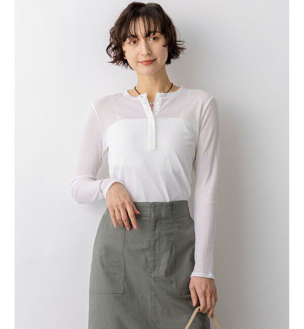 23区「【見上愛さん着用】シアーリブ レイヤード ロンTEE」|Tシャツ・カットソー|ホワイト系