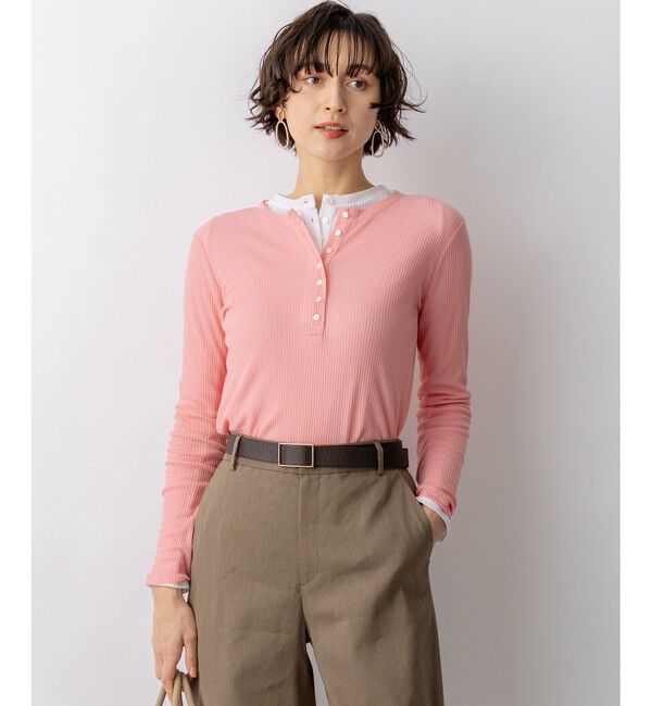 23区「【見上愛さん着用】シアーリブ レイヤード ロンTEE」|Tシャツ・カットソー|ピンク系