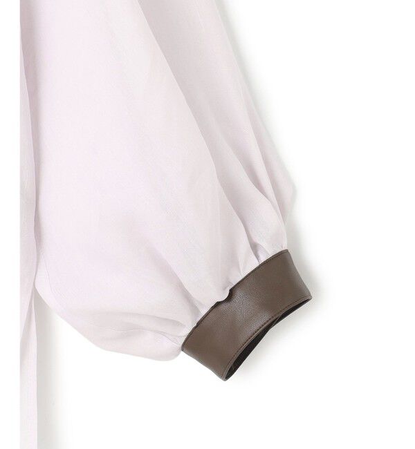 BEIGE,「PAULINE / リネンヴィスコースフェイクレザー配色ブラウス」|シャツ・ブラウス|